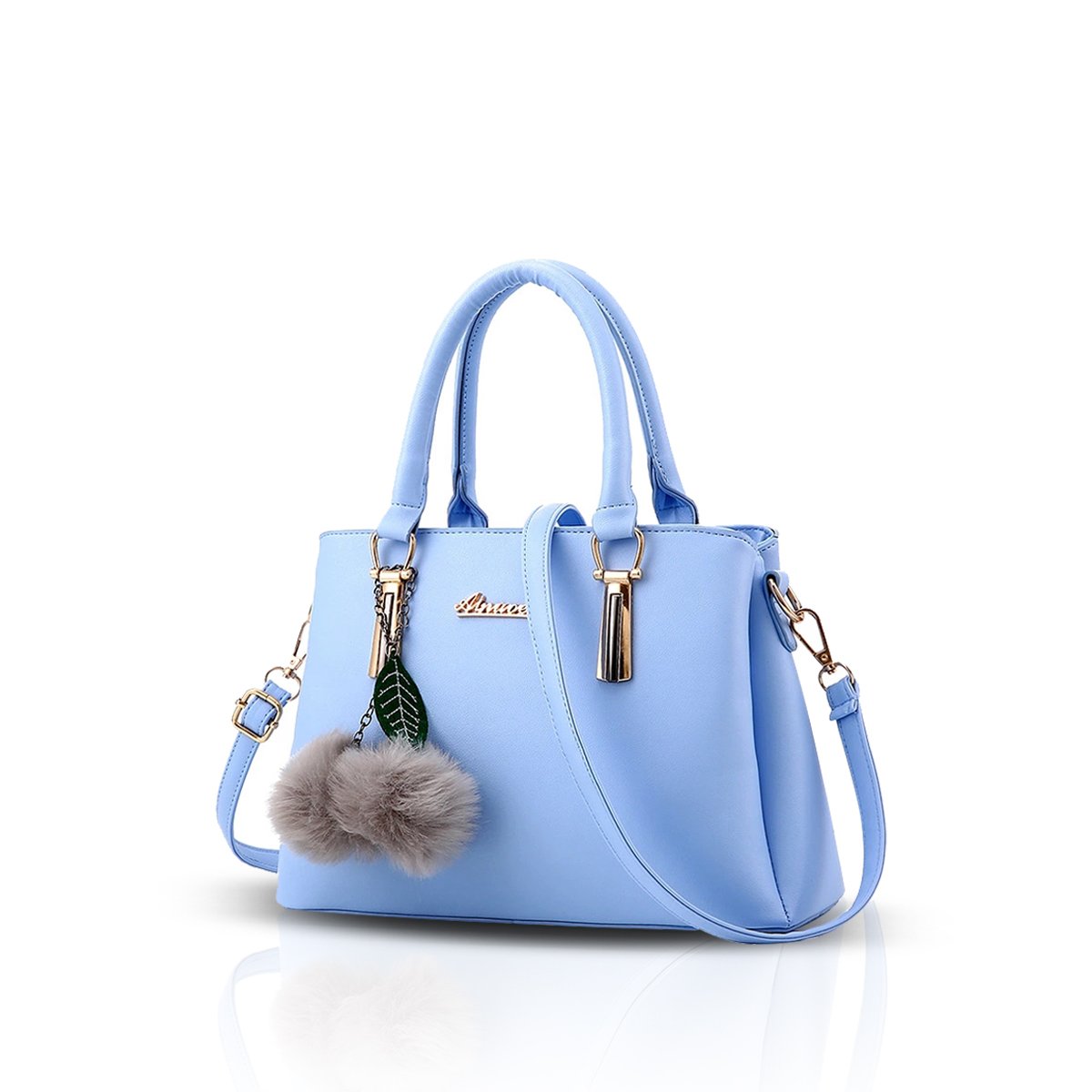 NICOLE&DORIS Women's Fashion Handbags - Stylish Top Handle & Crossbody Bag with Pompom Detail, Faux Leather Shoulder Purse for Work, Travel & Everyday Use