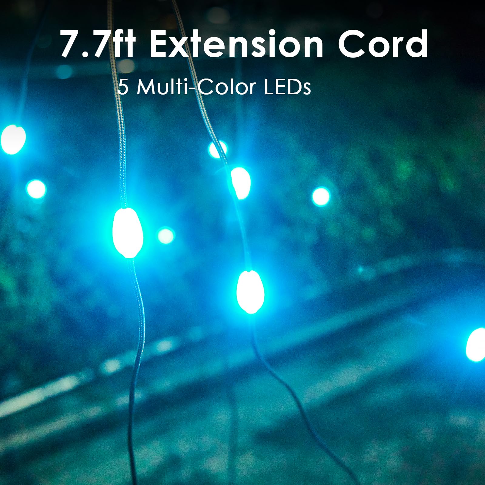 Anpro 7.7ft Solar Powered Camping String Lights with 5 LEDs - Waterproof Outdoor Extension Cord for Patio, Garden, Backyard (Black) | Perfect for Camping, BBQ, Parties & Decoration (ACANCL0705)