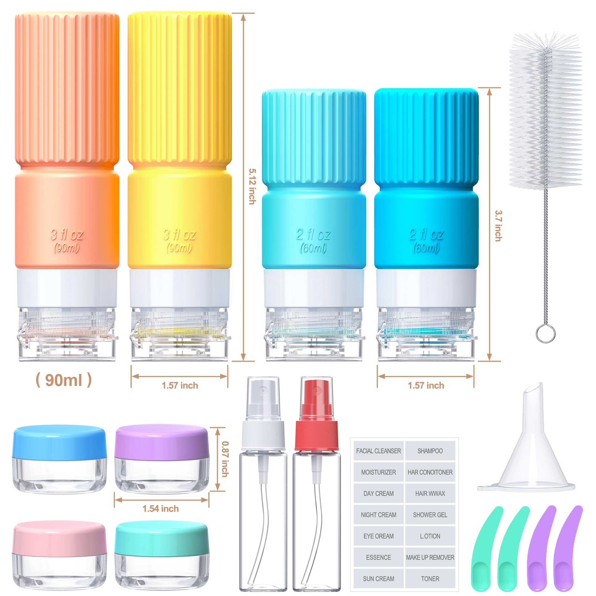 18 Pack TSA Approved Silicone Travel Bottles Set - Leak Proof Refillable Containers for Shampoo, Conditioner & Toiletries | Perfect for Air Travel, Gym & Vacation Essentials