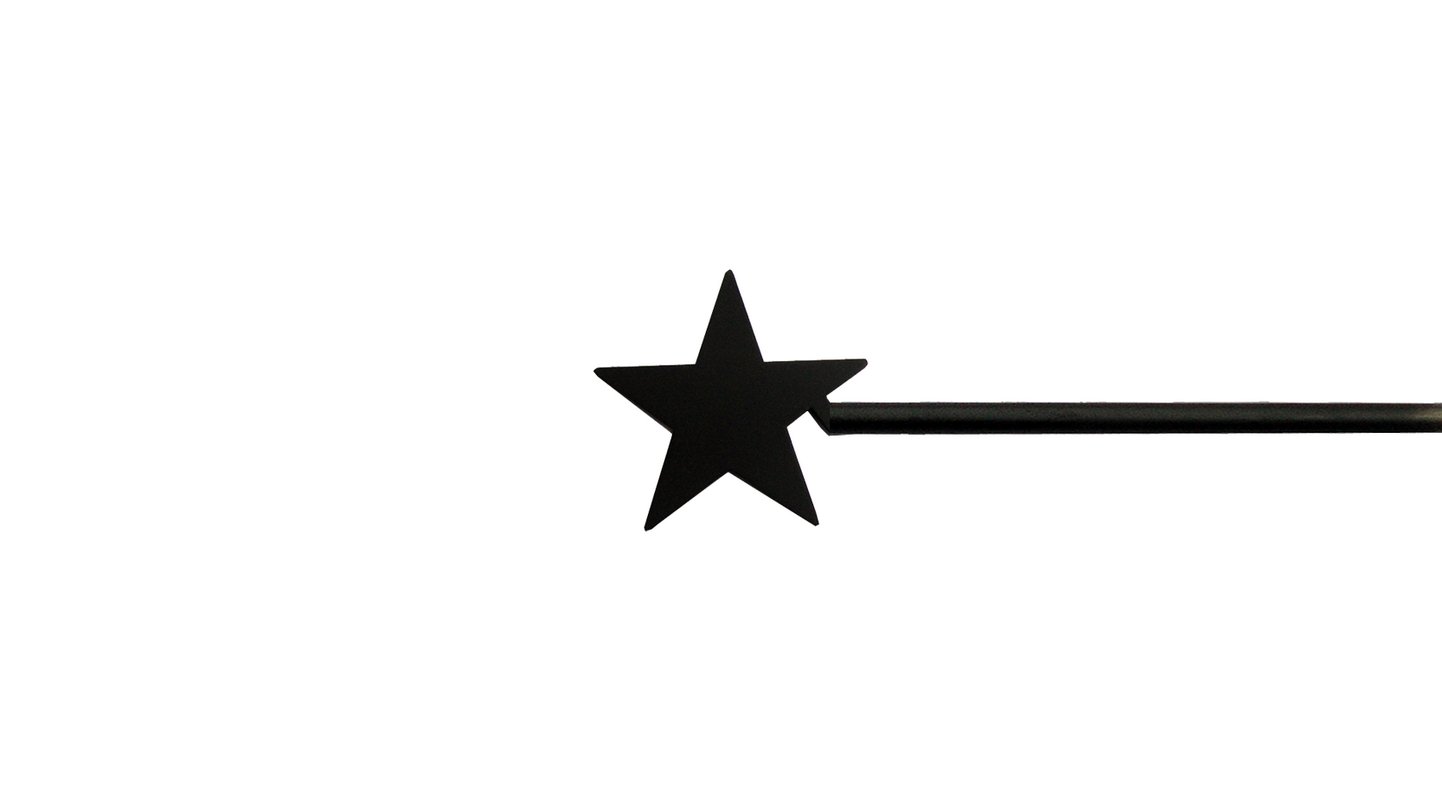 Village Wrought Iron CUR-45-60 Star Pattern Curtain Rod - 45 to 60 Inches Adjustable Decorative Window Treatment for Living Room, Bedroom & Dorm