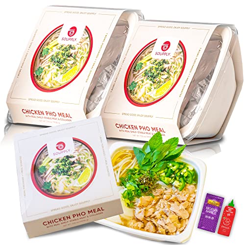 Authentic Vietnamese Pho Noodle Soup Kit - USDA Approved Chicken, Preservative & Gluten Free, No Refrigeration Needed (3 Pack) | Quick & Easy Asian Meal for Busy Weeknights, Cozy Family Dinners & Authentic Vietnamese Cuisine Lovers