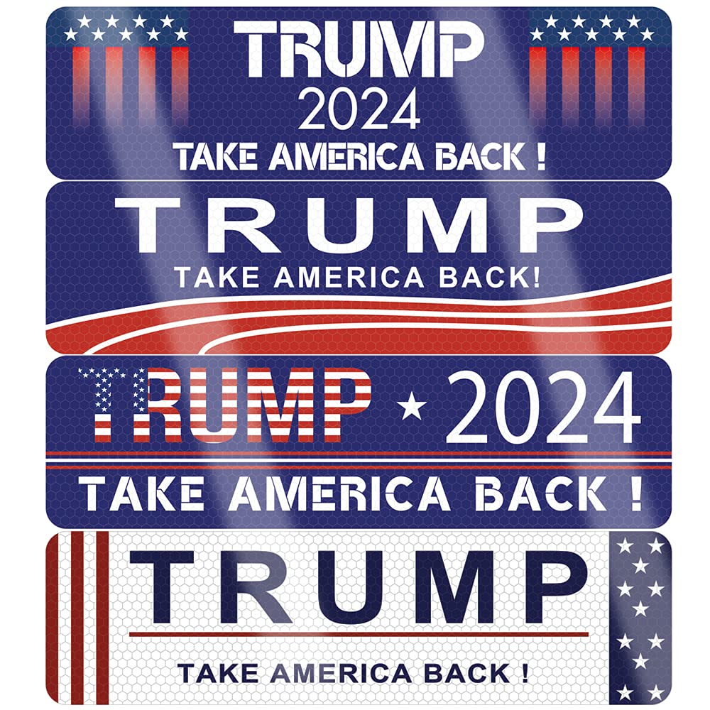 4 Pack Reflective Trump 2024 Car Magnet Stickers - Waterproof Magnetic Bumper Stickers for Election Support, Patriotic Gifts & Political Campaigns - Perfect for Cars, Trucks, Laptops & Rally Events