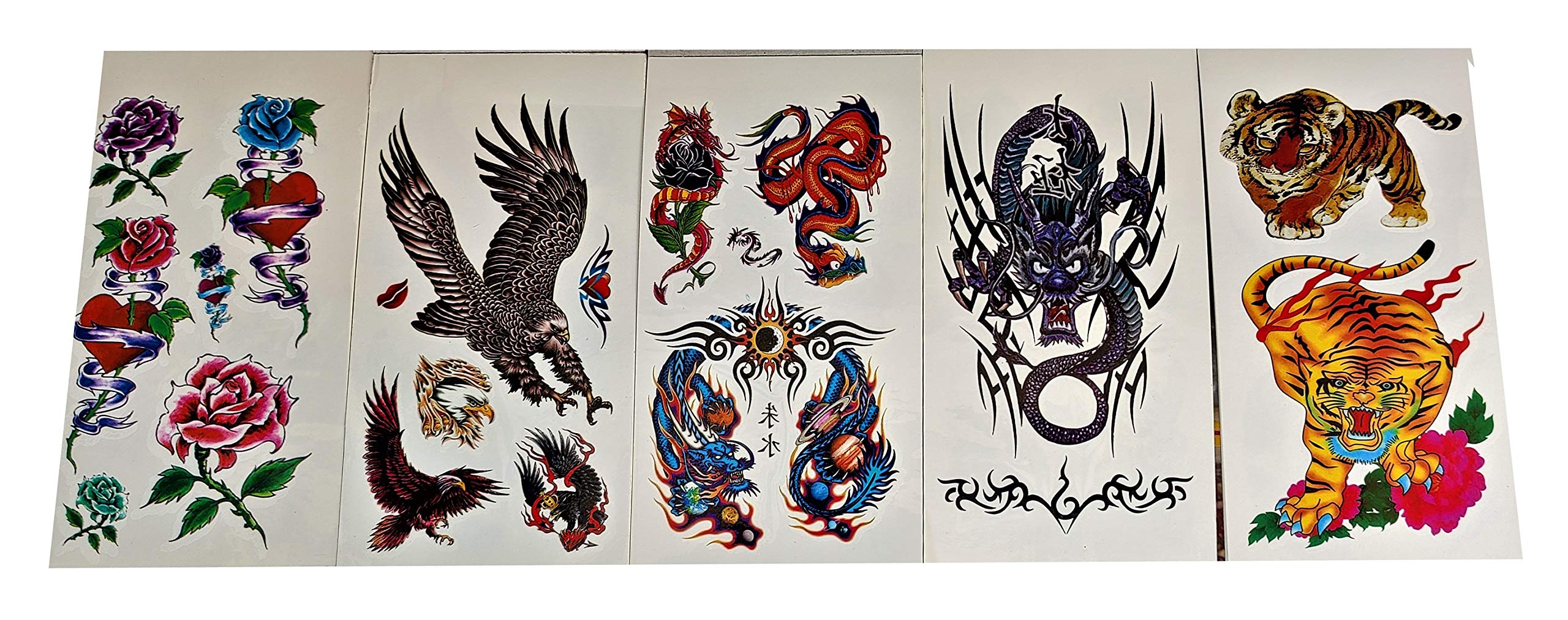 SSKR Pack of 5 Temporary Tattoo Booklets - Random Fun Designs for Kids & Adults | Waterproof Body Art Stickers for Parties, Birthdays & Costume Events | Perfect for Halloween, Cosplay & Gift Giving