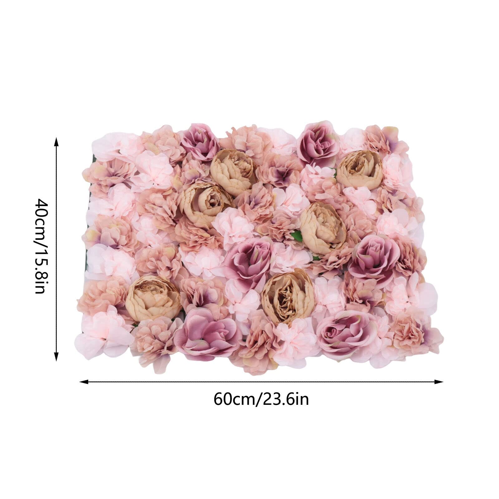 6 Pcs Artificial Rose Flower Wall Panel - Autumn Pink Floral Backdrop for Wedding, Party, Home Decor, Romantic Bouquet Decoration | Perfect for Photo Booths, Bridal Showers, and Event Backgrounds