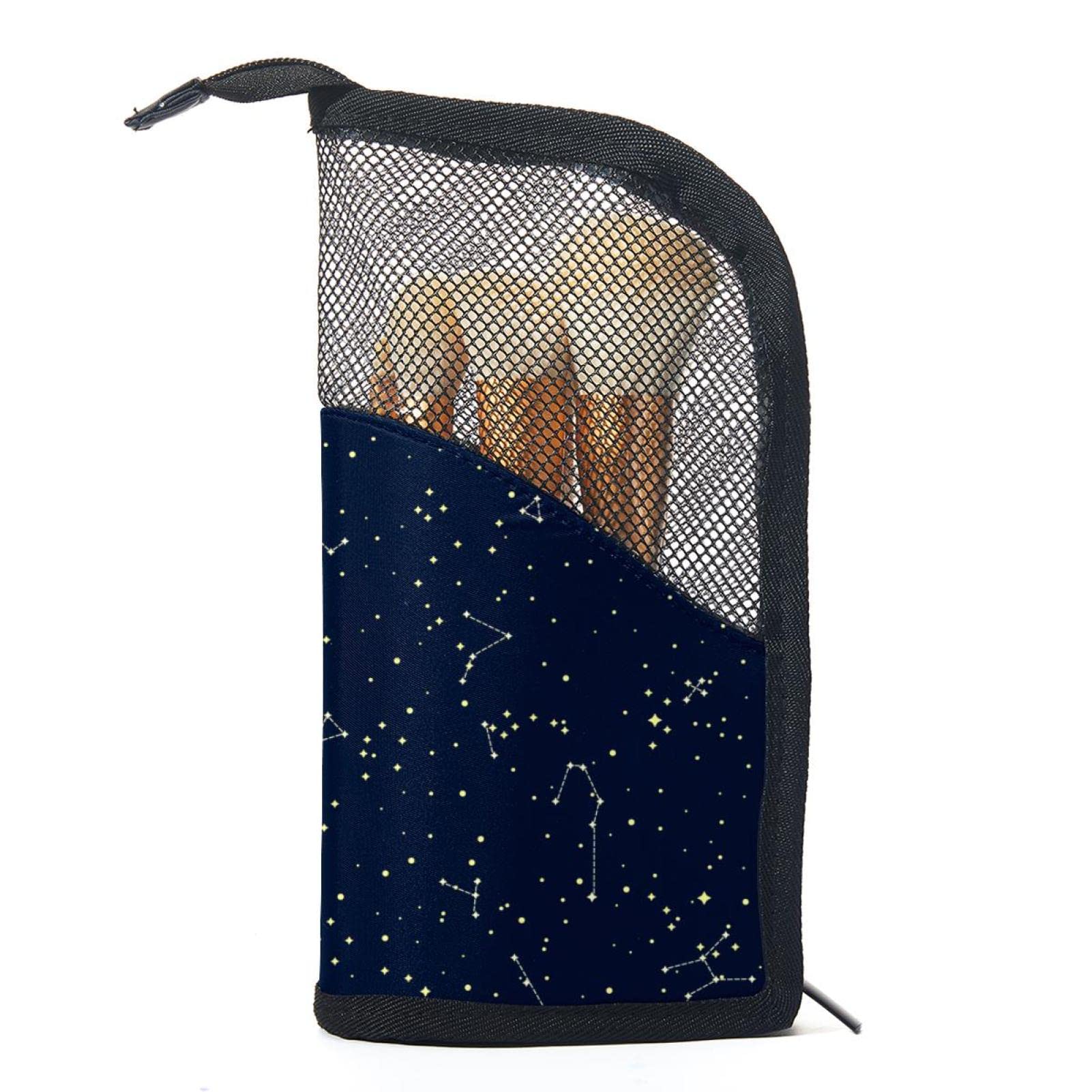 Premium 12-Piece Makeup Brush Organizer Bag with Sky Constellation Design - Portable Cosmetic Brush Holder Case for Travel, Home & Professional Makeup Artists