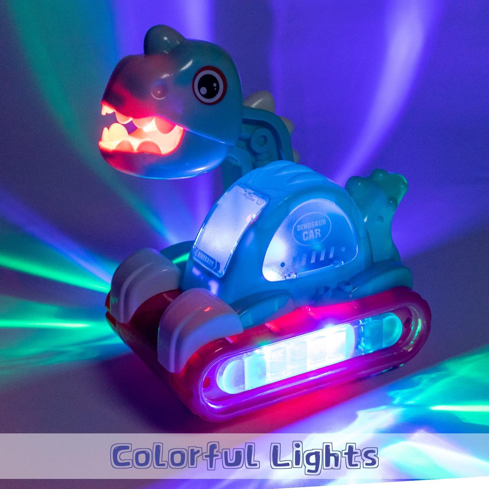 COVTOY Musical Dinosaur Crawling Toy Car with Lights & Sounds - Interactive Baby Developmental Toy for 6-18 Month Old Boys & Girls | Perfect 1st Birthday Gift & Toddler Learning Toy for Playtime & Early Education