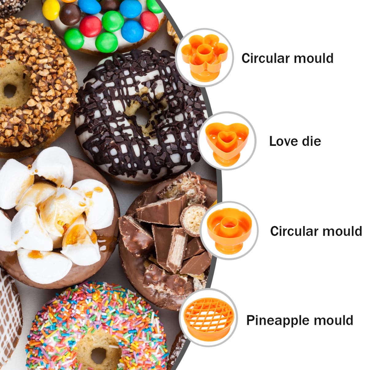 DOITOOL 4-Piece Silicone Donut Baking Mold Set - Heart & Flower Shaped Non-Stick Donut Pan for Oven, Cupcakes, Muffins - Perfect for Birthday Parties, DIY Desserts & Holiday Baking