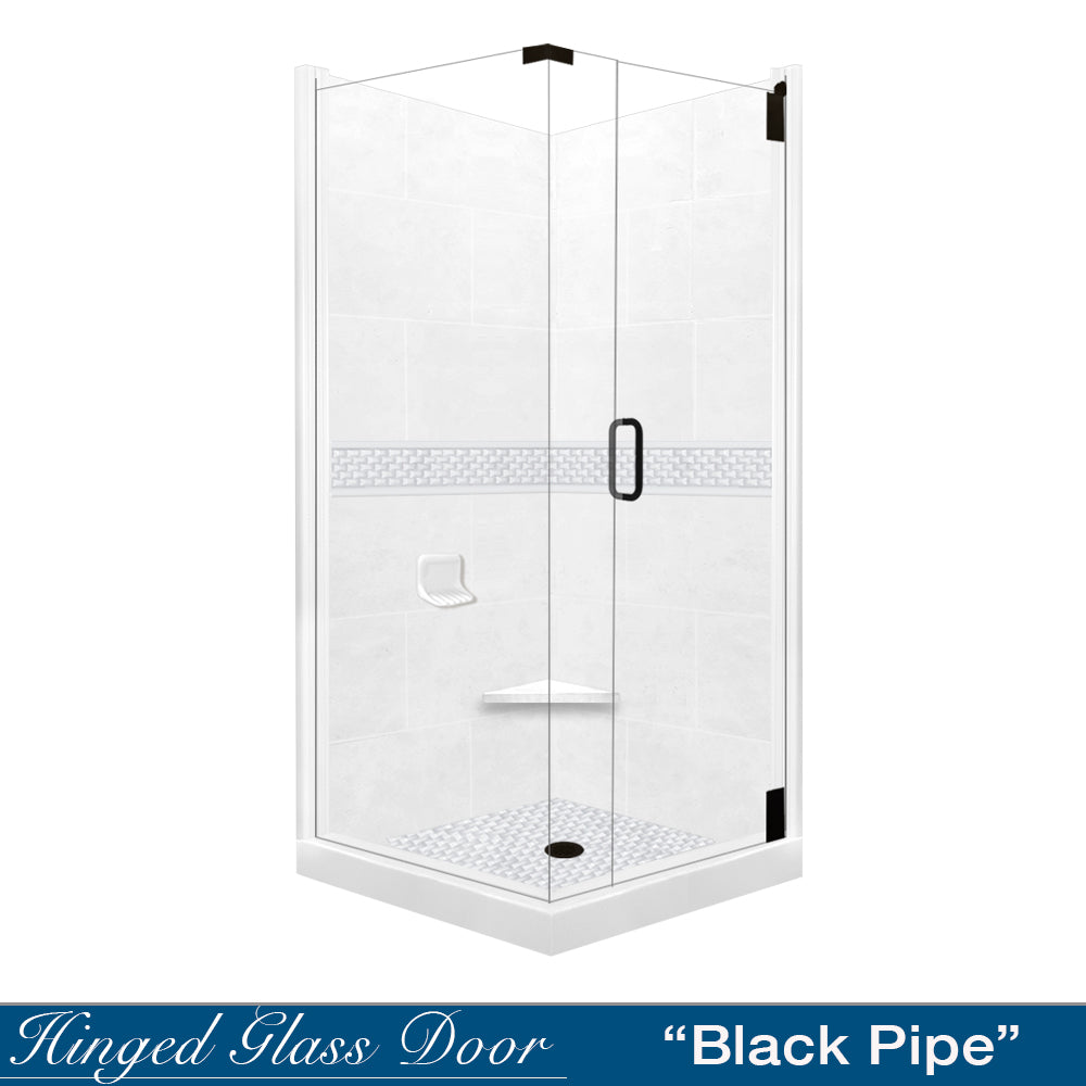 DIY Shower Remodel Kit - Natural Buff Sistine Stone & Jewel Stone Accent for Bathroom Corner | Waterproof Tile Alternative for Shower Walls & Bathtub Surrounds