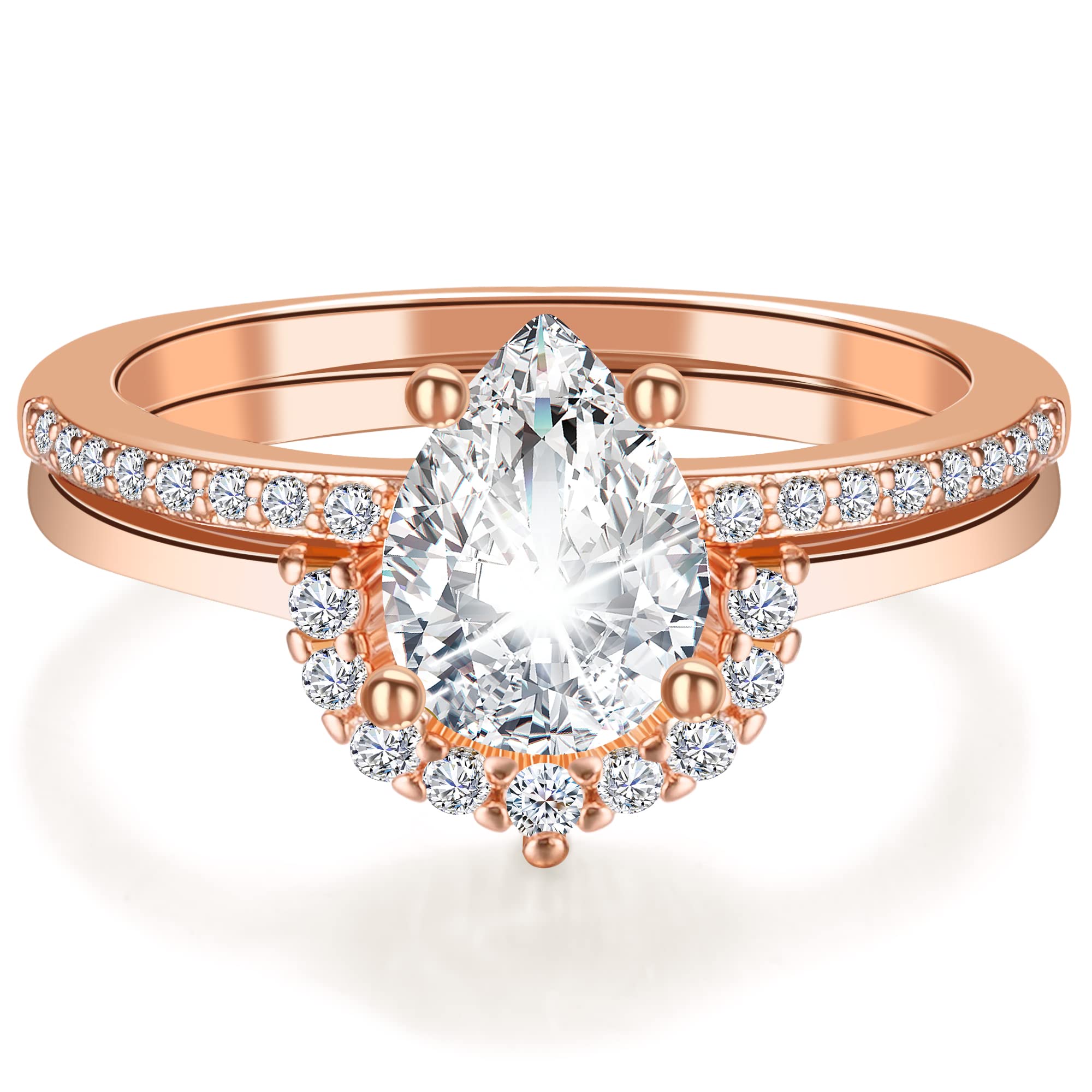 JSJOY Women's Cubic Zirconia Engagement Ring Set - Wedding Band & Promise Ring for Her (Size 5-9) - Perfect for Proposals, Anniversaries & Valentine's Day Gifts