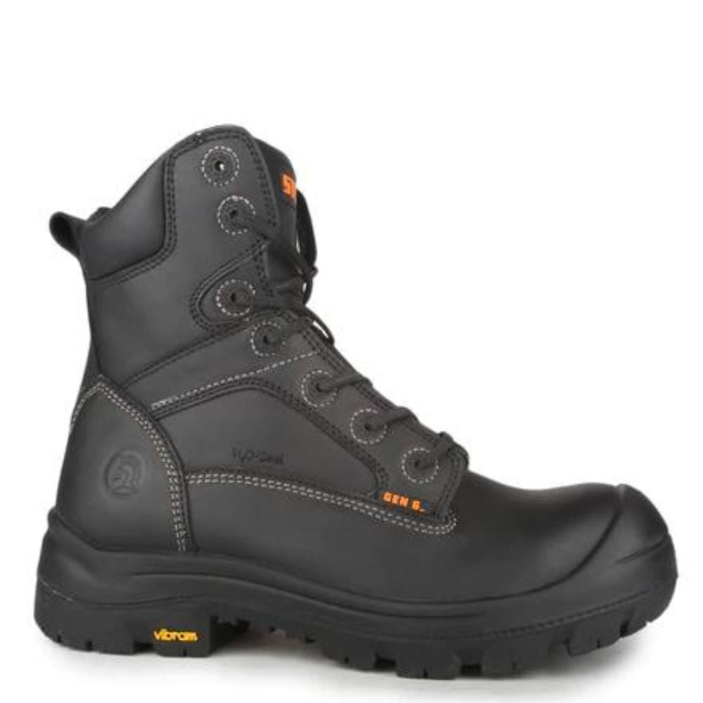 STC Morgan Men's 8 Composite Toe Leather Work Boots - Black Safety Shoes for Construction, Warehouse & Outdoor Work