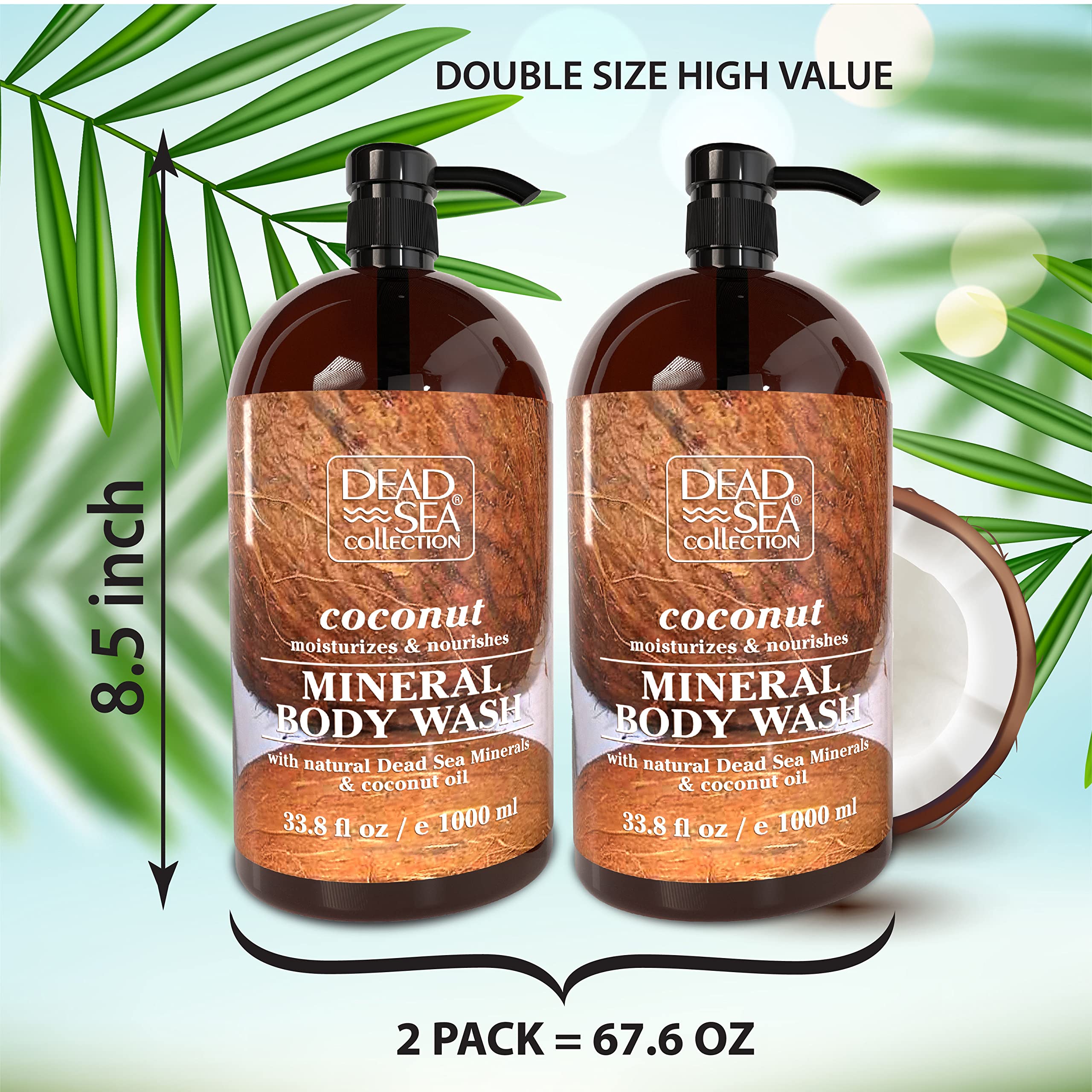 Dead Sea Retinol Body Oil & Coconut Body Wash Set (Pack of 2) - Hydrating Skincare for Women & Men - Perfect for Dry Skin Care & Spa Day at Home