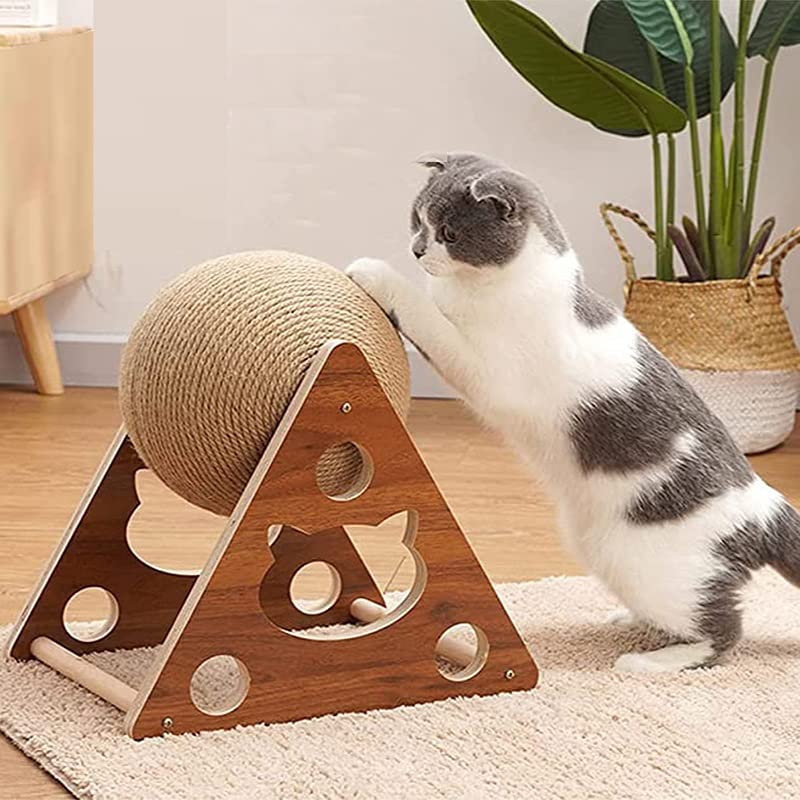 Natural Sisal Cat Scratcher Ball Toy - Durable Scratching Post for Cats, Anti-Anxiety & Stress Relief - Perfect for Indoor Play, Training & Furniture Protection