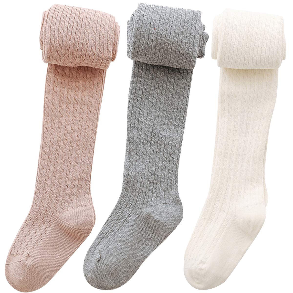 Vanberfia Baby Girls Cable Knit Tights 3-Pack - Soft Warm Leggings Stockings for Infants & Toddlers 2-10T - Perfect for Winter Outfits, Playdates & Holiday Photos