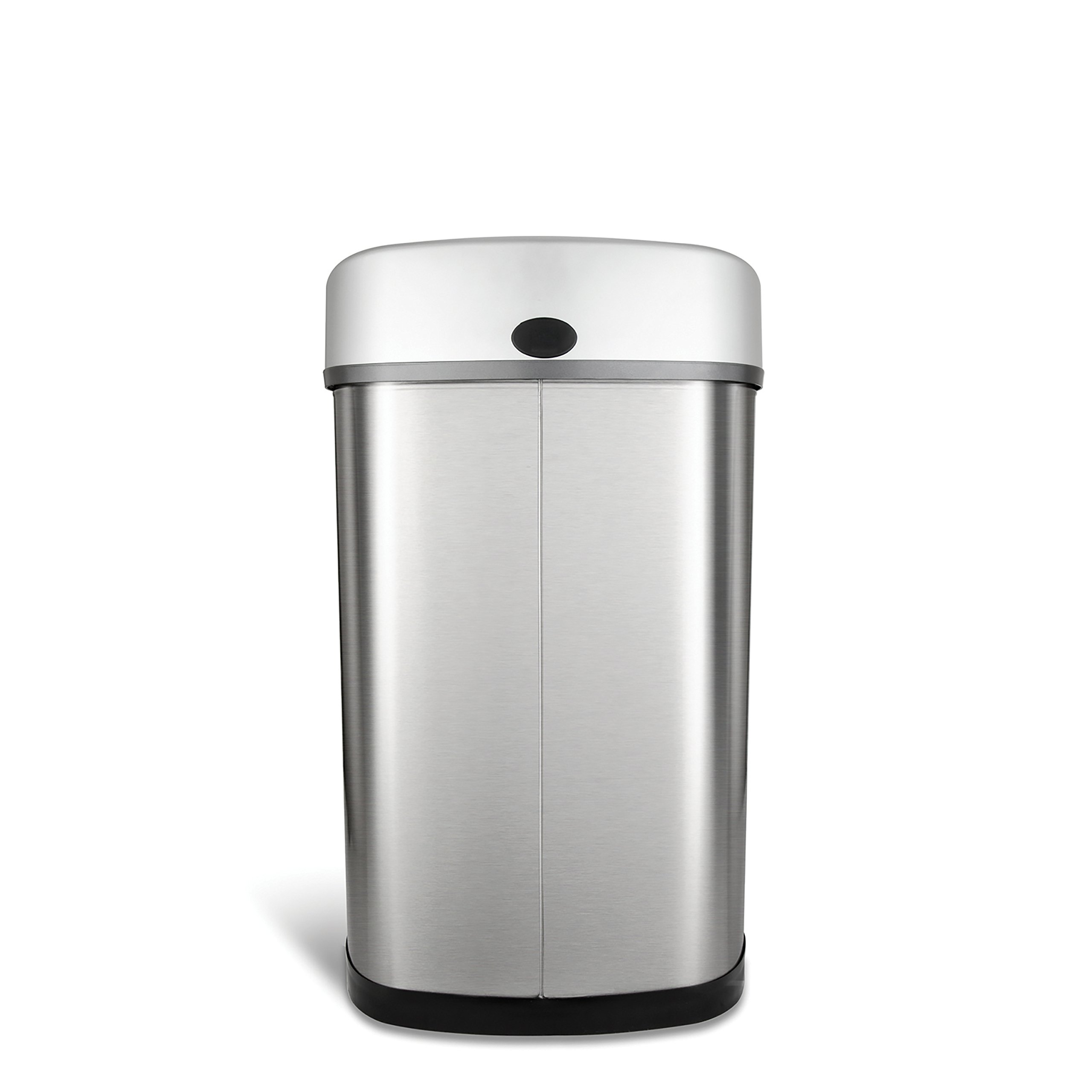 Ninestars Automatic Touchless Infrared Motion Sensor Trash Can - 13 Gallon Stainless Steel with Silver/Black Lid | Includes Heavy-Duty White Trash Bags | Hands-Free Kitchen & Office Waste Bin for Hygienic Disposal
