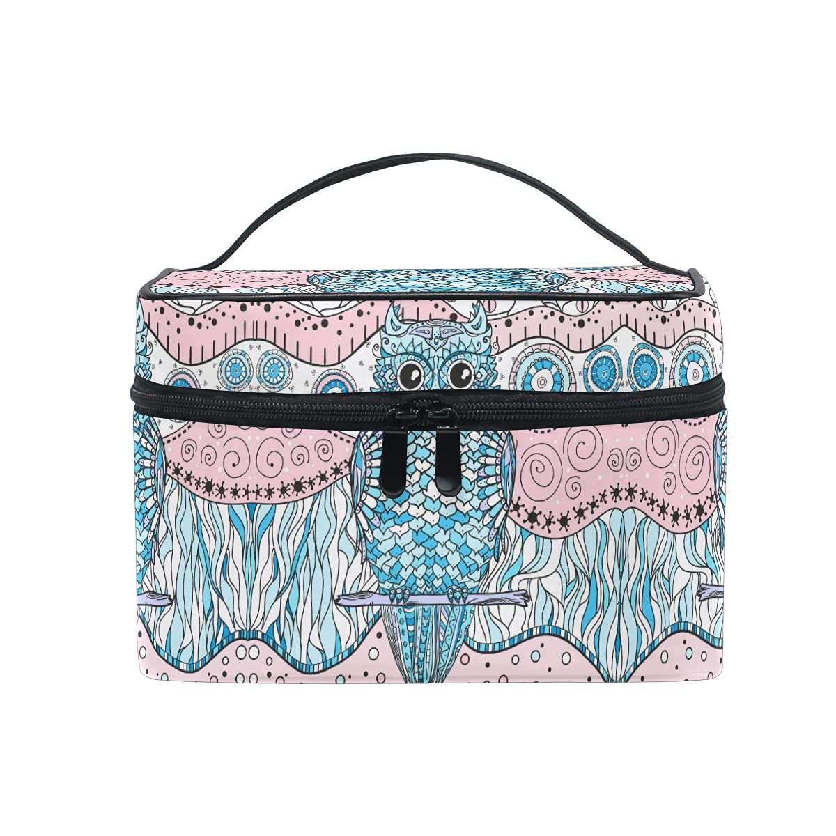 Mandala Owl Makeup Bag for Women - Travel Cosmetic Organizer with Brush Holder, Portable Toiletry Case for Girls | Perfect for Travel, Gym & Daily Use