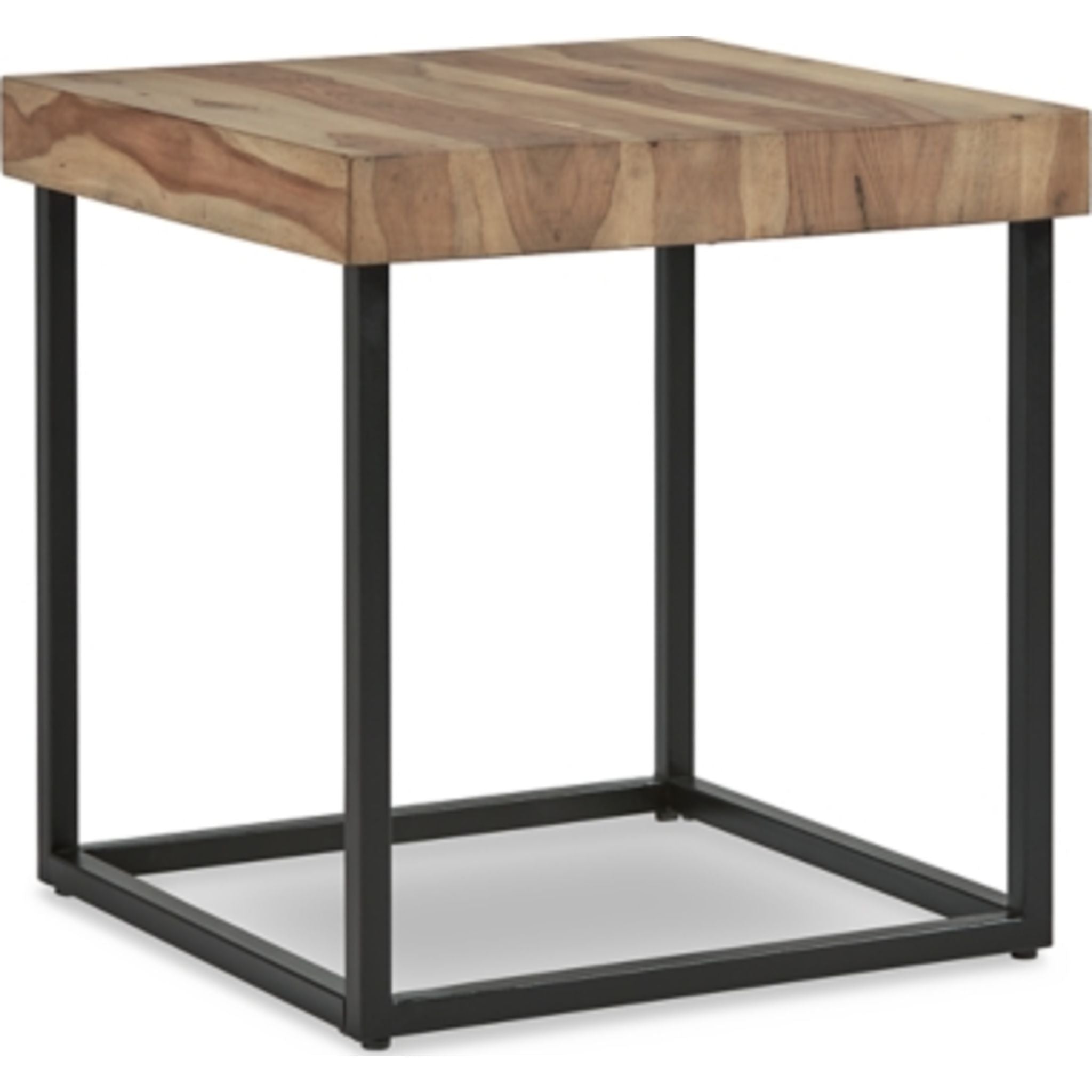 Bellwick End Table - Natural & Black Wooden Nightstand for Living Room, Bedroom, or Office - Compact Side Table with Storage Shelf
