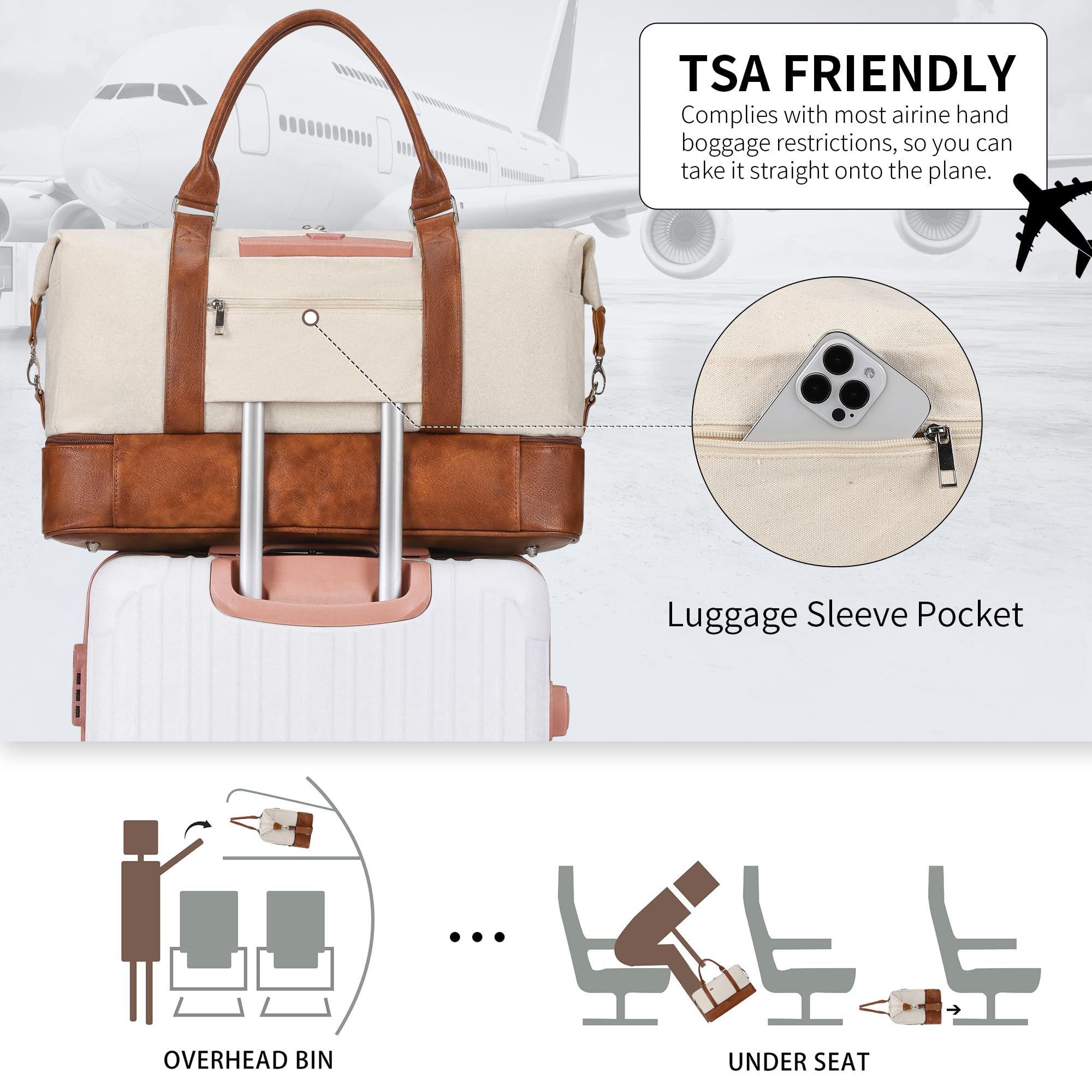 Stylish Weekender Bag for Women with Shoe Compartment - Large Capacity Travel & Overnight Bag - Perfect for Weekend Getaways, Gym Trips & Business Travel