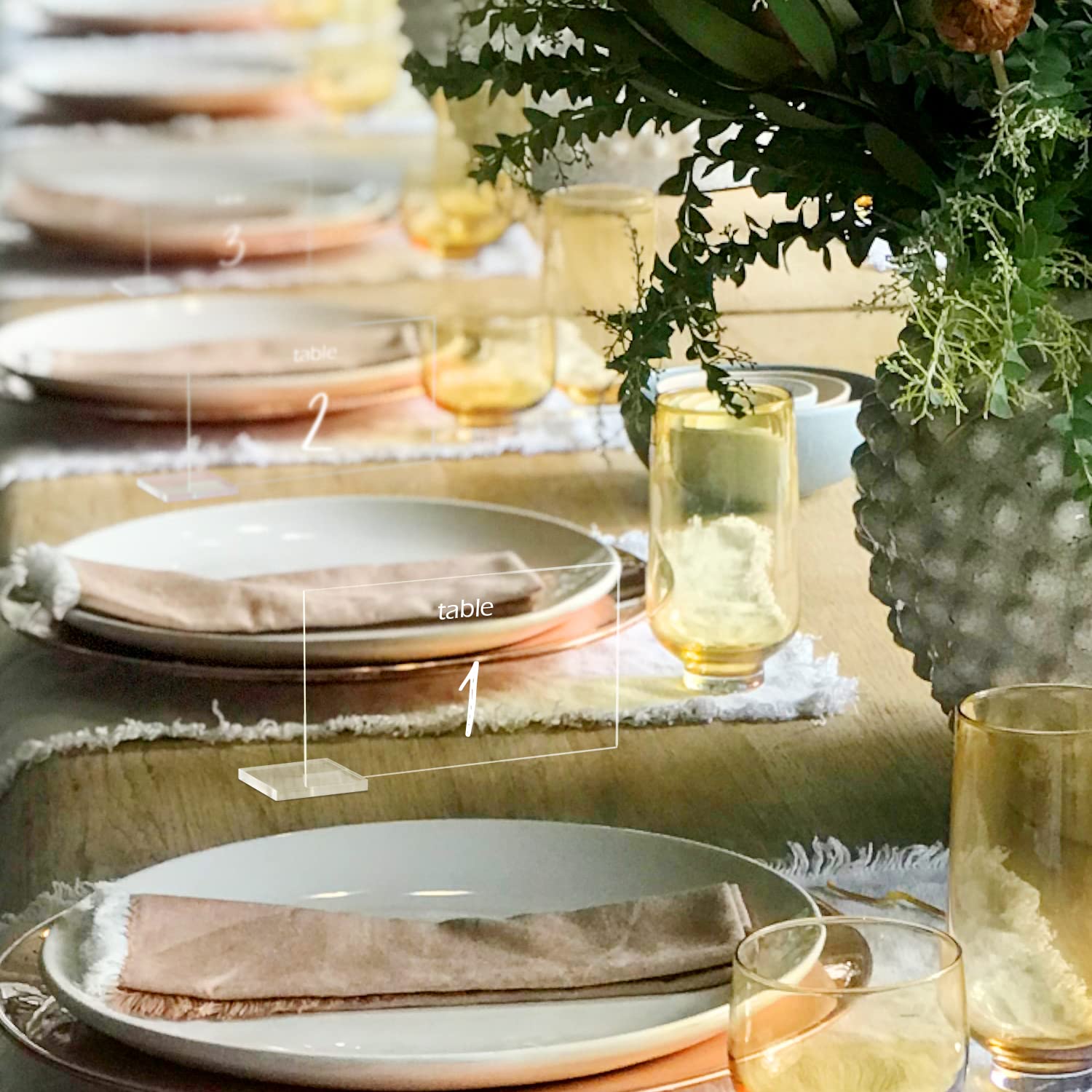 50 Clear Acrylic Place Cards with Holders - DIY Blank Rectangle Name Cards for Weddings, Parties & Events - Perfect for Table Settings, Escort Cards & Guest Seating Arrangements