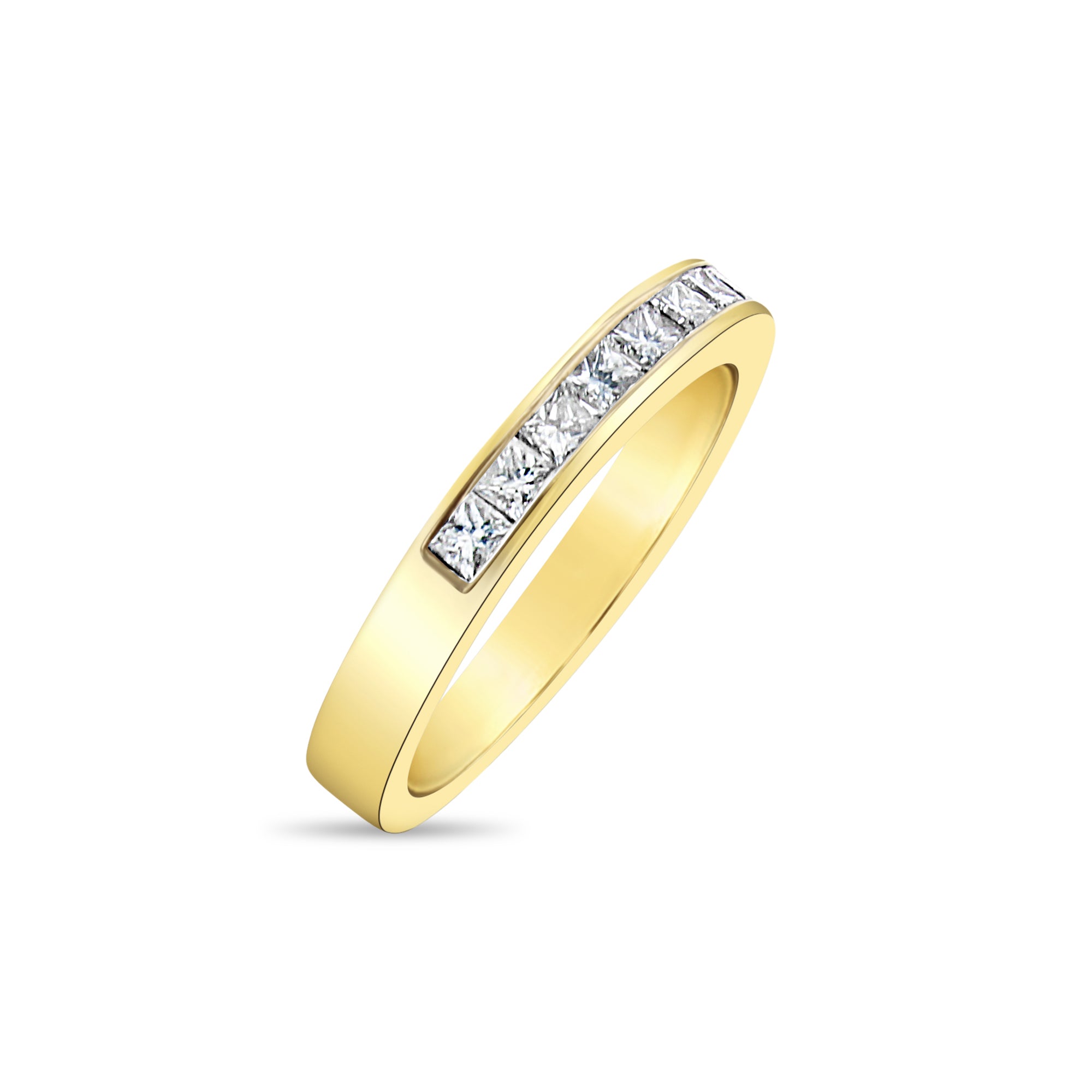 Princess Cut Diamond Wedding Band Ring - 14k Yellow Gold Engagement Ring for Women - Perfect for Proposals, Anniversaries & Bridal Jewelry