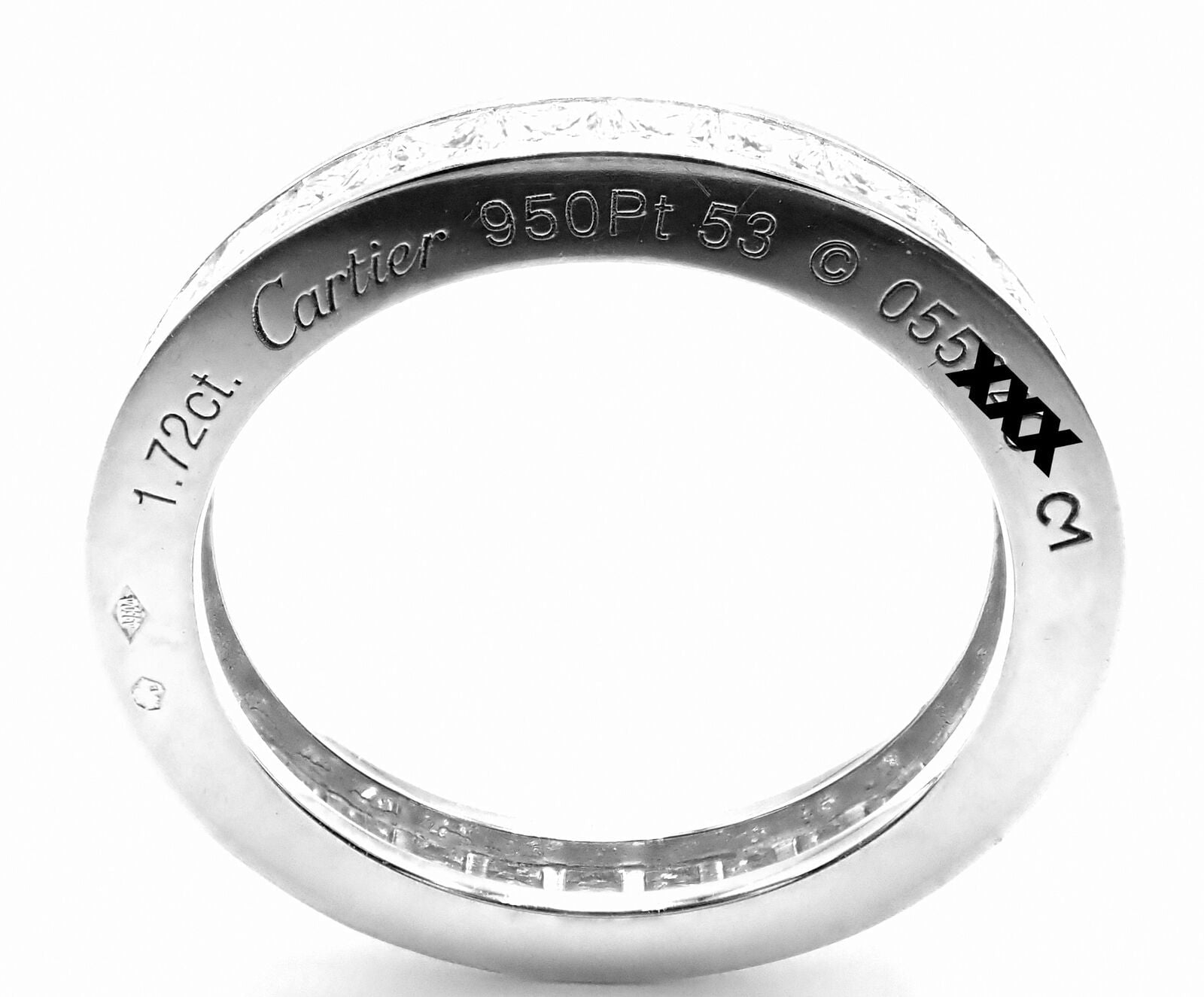 Cartier Platinum Princess Cut Diamond Eternity Wedding Band Ring - Size 53 (US 6.75) - Luxury Jewelry for Anniversary, Engagement & Special Occasions