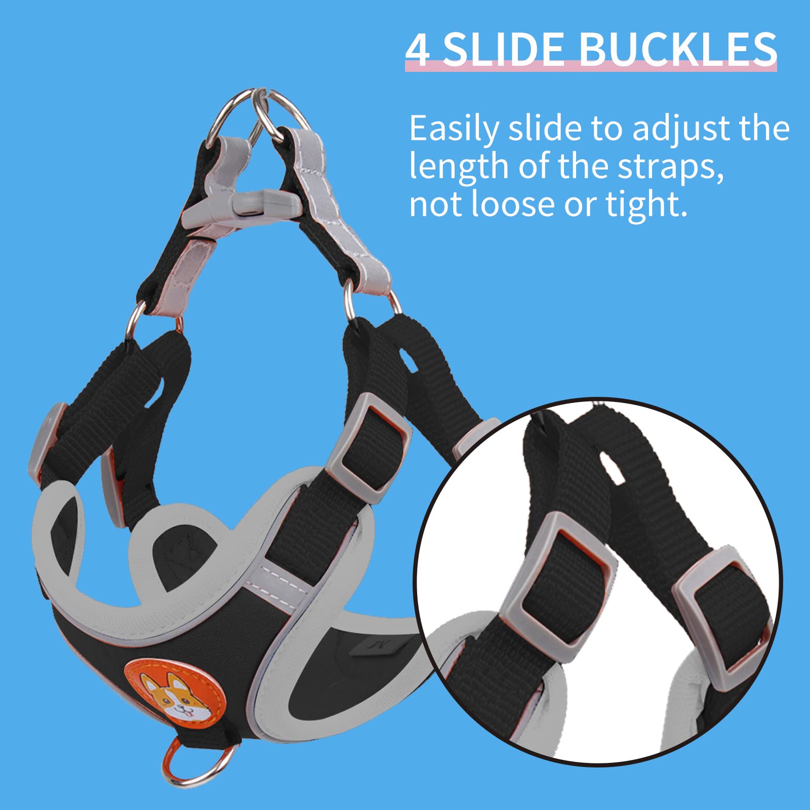 Adjustable No-Pull Dog Harness & Leash Set for Small to Medium Dogs - Reflective Comfort Vest with 2 Leash Clips | Perfect for Walking, Training & Outdoor Adventures