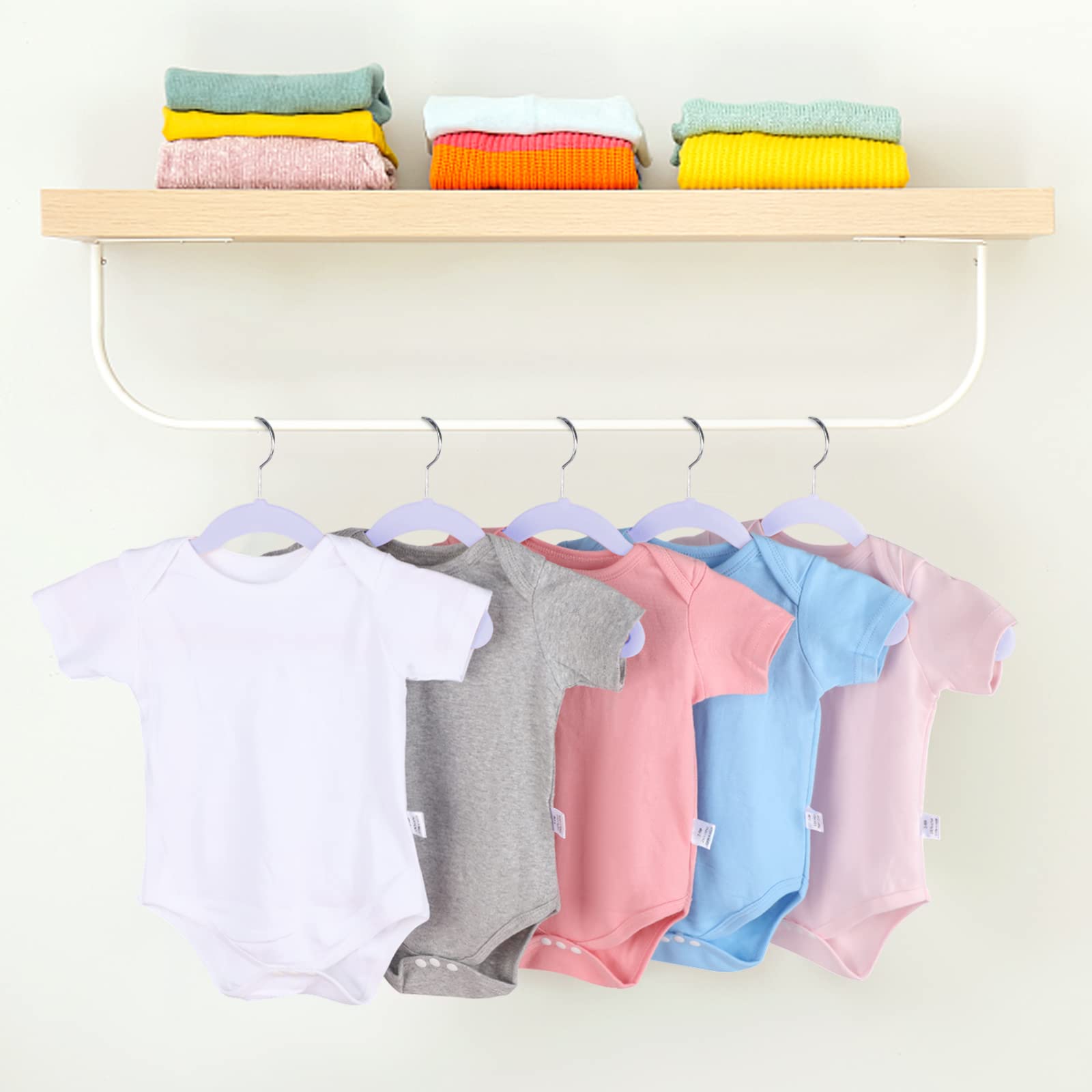 60 Pack Tinfol Kids Velvet Hangers - 13.7 Inch Light Purple Non-Slip Toddler Closet Hangers with 8 Clips, Ultra Thin Space Saving Children's Clothes Hangers for Shirts & Pants | Perfect for Nursery, Daycare & Kids Wardrobe Organization