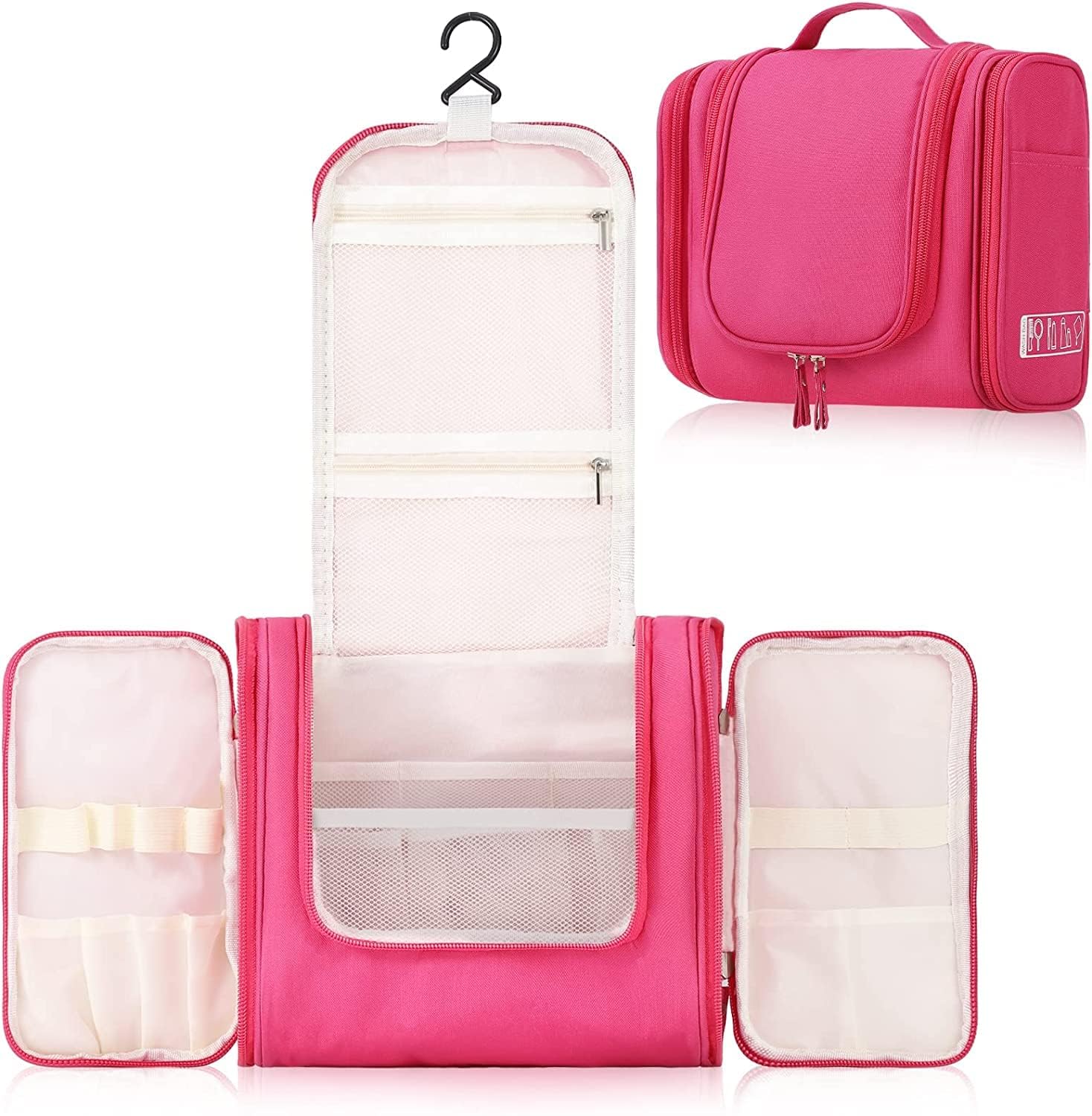 7Seas Waterproof Travel Toiletry Bag for Women - Makeup Pouch & Cosmetic Organizer with Hook (Multicolor) - Perfect for Shower, Gym, Beach & Vacation Essentials Storage