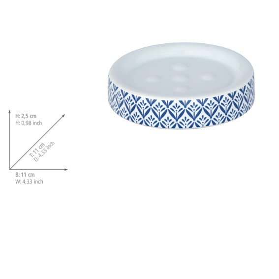 WENKO Ceramic Soap Dish Lorca 11x11cm - Blue for Bathroom