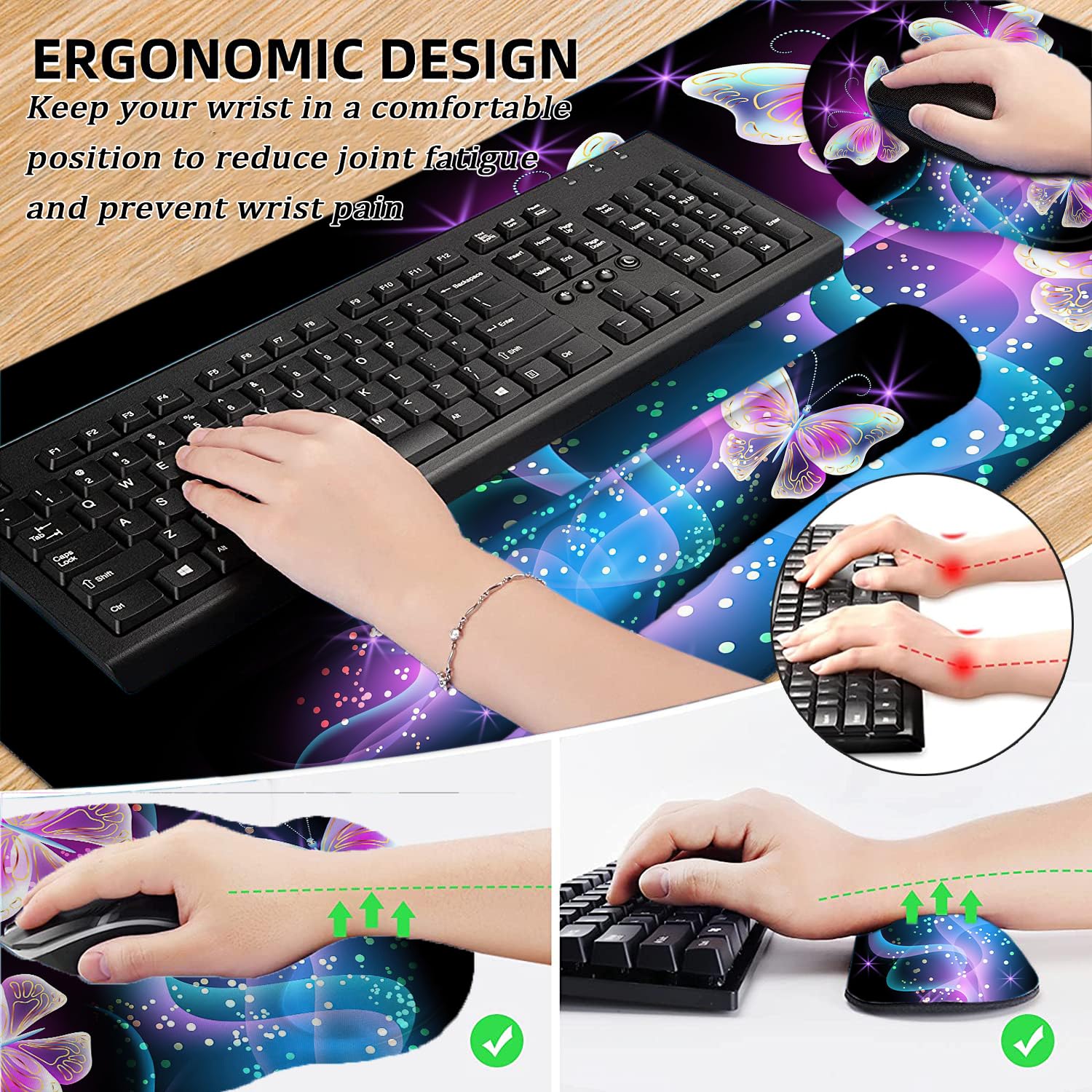 Premium LATEEFAH Ergonomic Desk Mat - Extra Large Mouse Pad with Keyboard Wrist Rest for Comfortable Typing | Perfect for Home Office, Gaming & Computer Workstations | Reduce Wrist Pain & Improve Productivity