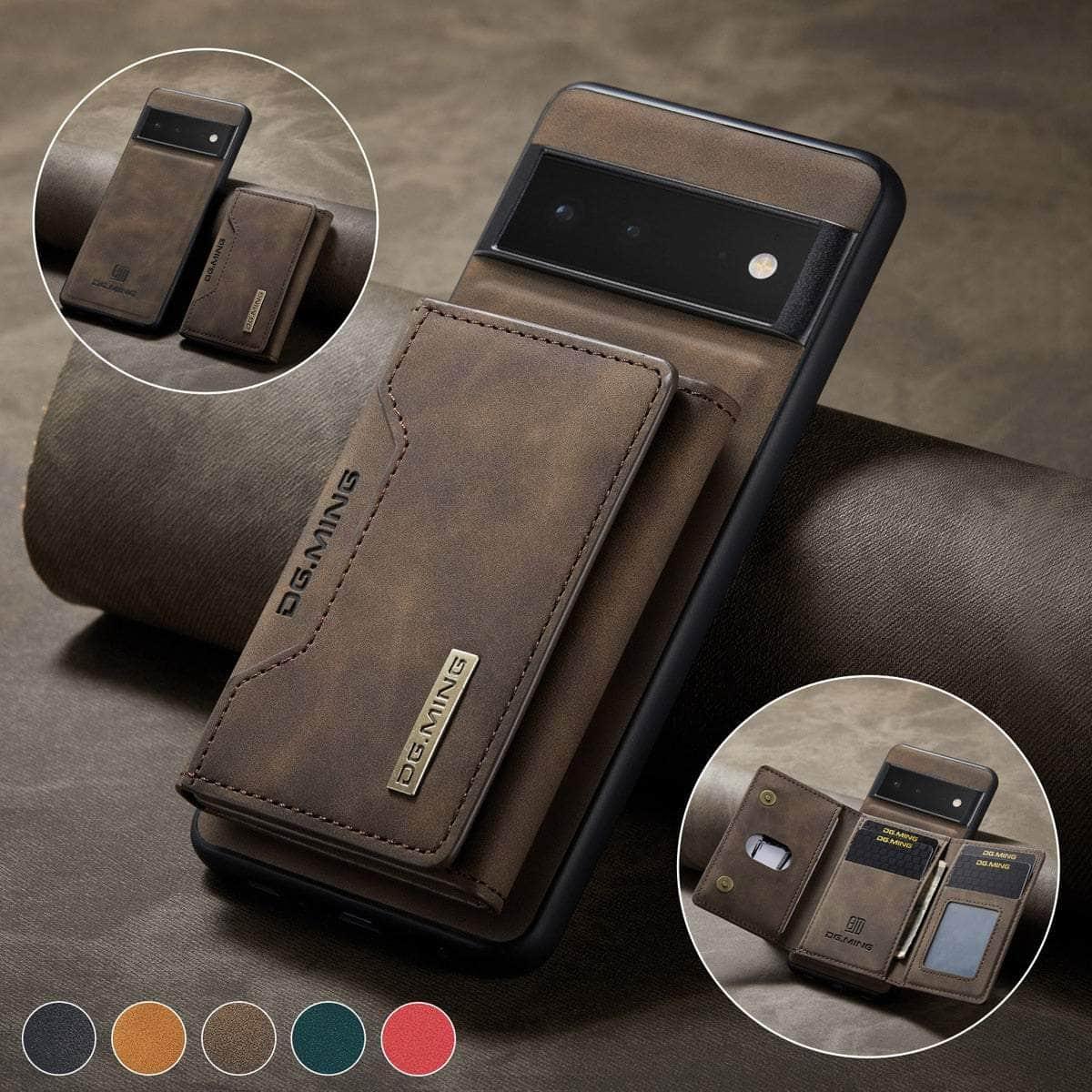 2 in 1 Detachable Pixel 6 Card Pocket Wallet - Slim RFID Blocking Phone Case with Card Holder - Perfect for Travel, Work & Everyday Use