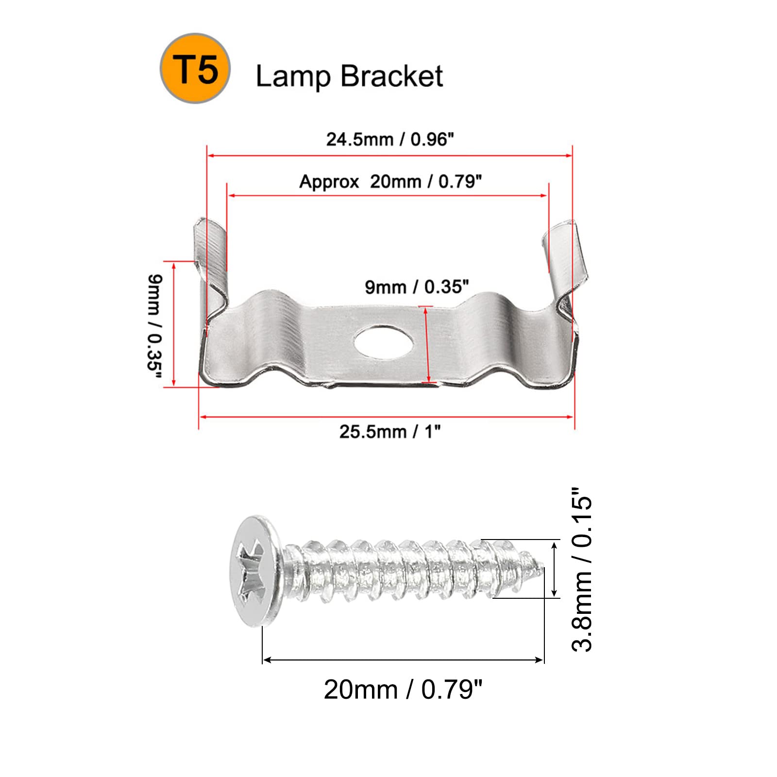 Meccanity T5 LED Tube Holder Clips with Screws - Pack of 30 for Ceiling Lights Installation