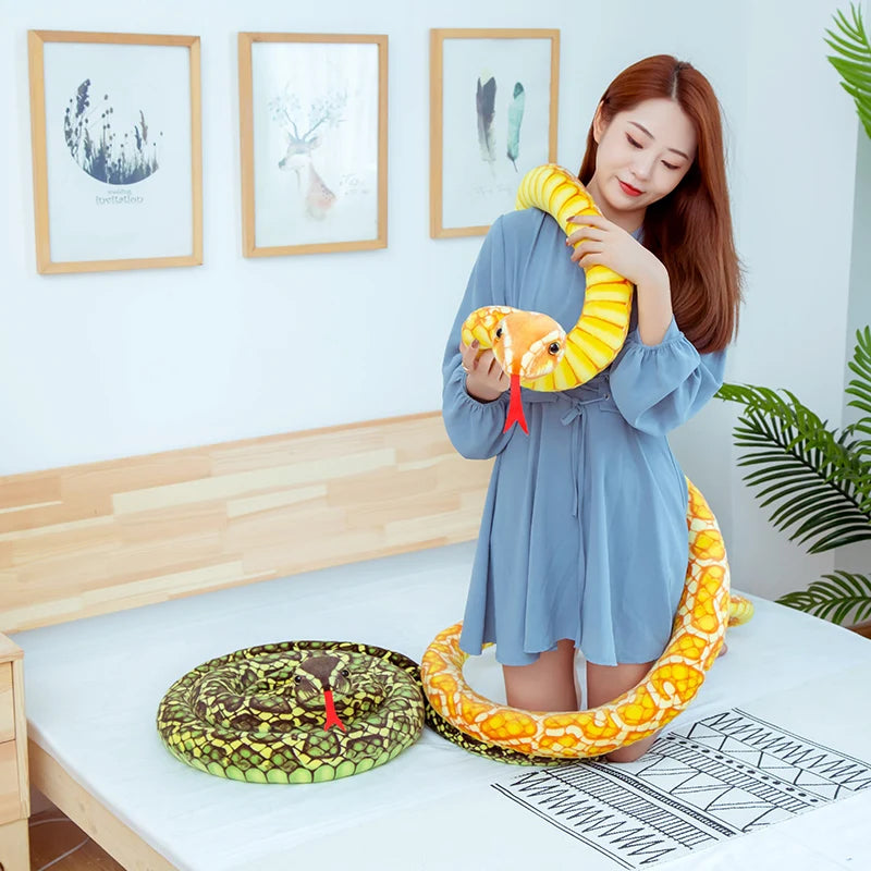 3M Simulation Soft Plush Toy - Giant Yellow Snake Stuffed Animal, Realistic Python Cloth Doll for Kids & Toddlers - Perfect Birthday, Christmas Gift for Boys & Girls - Great for Cuddling, Room Decor, and Pretend Play
