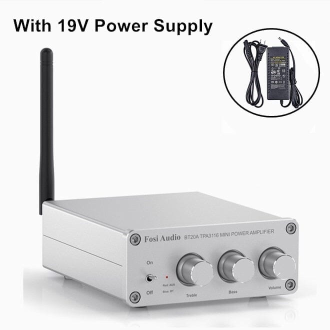 Fosi Audio BT20A Bluetooth 5.0 Stereo Amplifier - 100Wx2 Mini HiFi Class D Power Amp for Home Audio, Bookshelf Speakers & Turntables - Perfect for Living Room, Office or Studio Setup