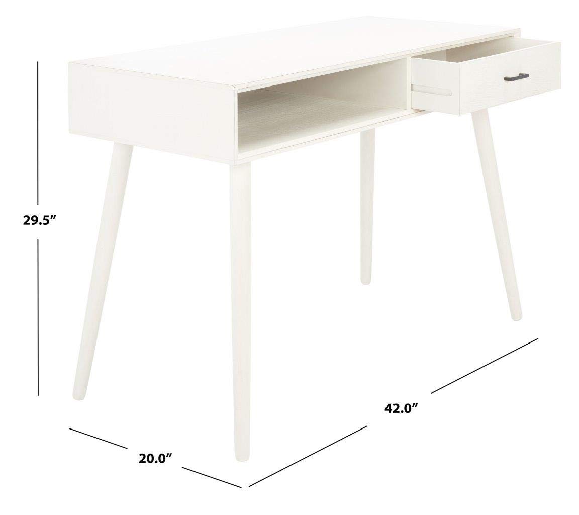 SAFAVIEH Home Collection Remy Distressed White 1-Drawer Writing Desk - Vintage Style Small Home Office Desk for Study, Bedroom & Apartment Workspace