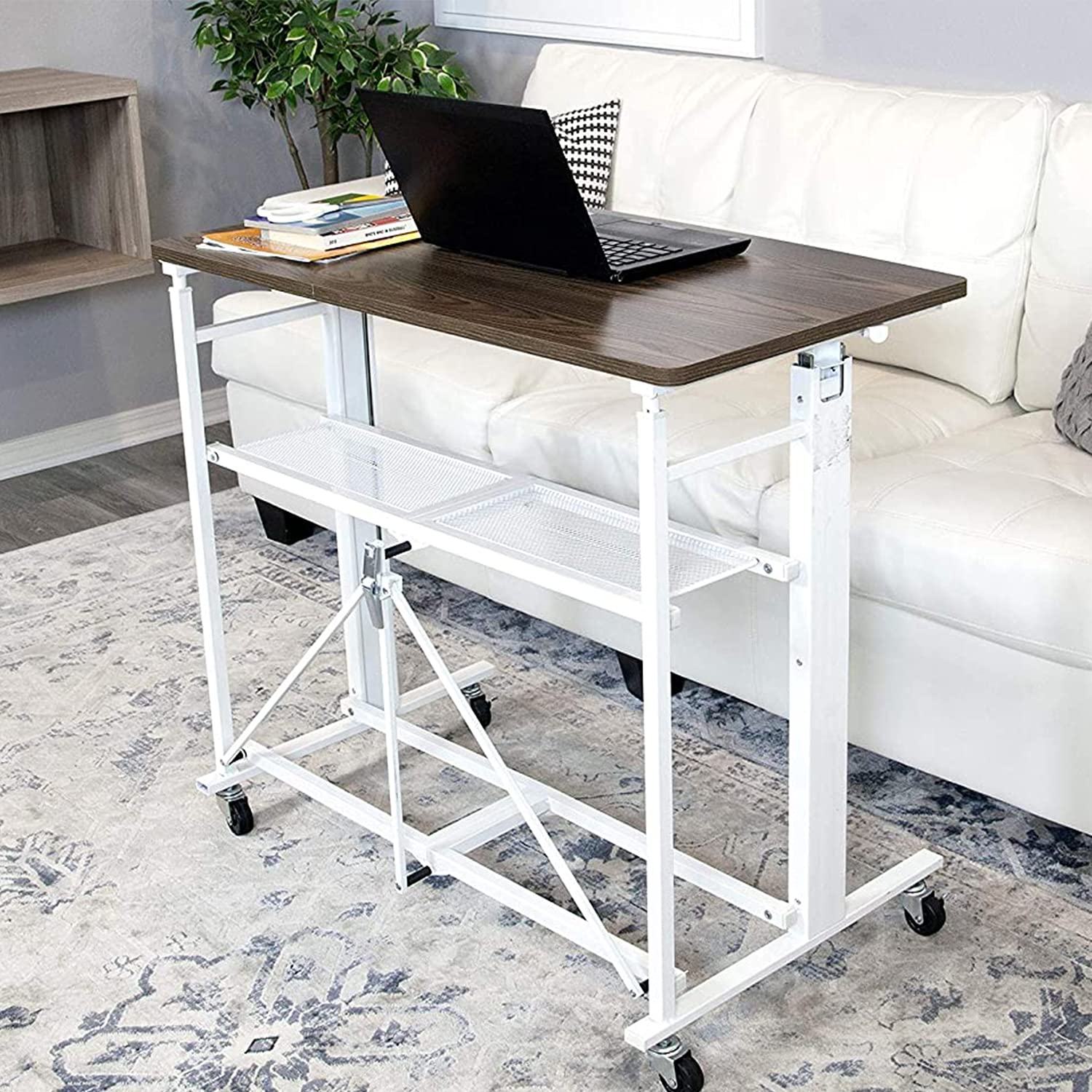 Adjustable Height Standing Desk RDEA-01 - White Large Size Ergonomic Origami Up Down Stand Desk for Home & Office Workspace - Perfect for Remote Work, Gaming, and Study Sessions