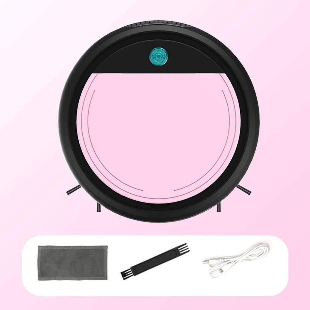 Smart Robot Vacuum Cleaner with USB Charging & 3-in-1 Mopping - Ultra Thin Robotic Vacuum for Home Cleaning - Black & Pink - Perfect for Hardwood Floors, Carpets and Pet Hair Removal