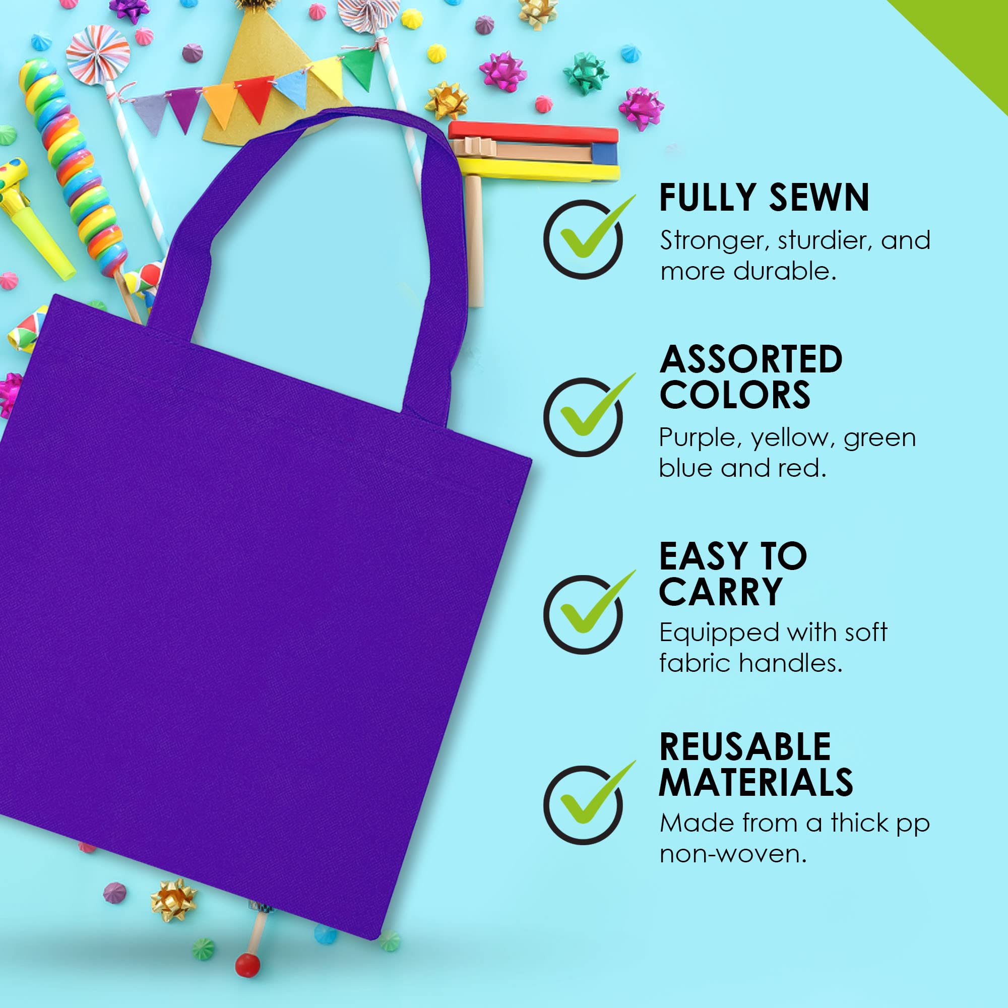 OccasionALL Small Reusable Gift Bags with Handles - 12 Pack (6x6 Inches) - Eco-Friendly Party Favors, Grocery Shopping, Birthday Treats & Goodie Bags - Perfect for Kids Birthdays, Christmas Wrapping & Bulk Gift Giving