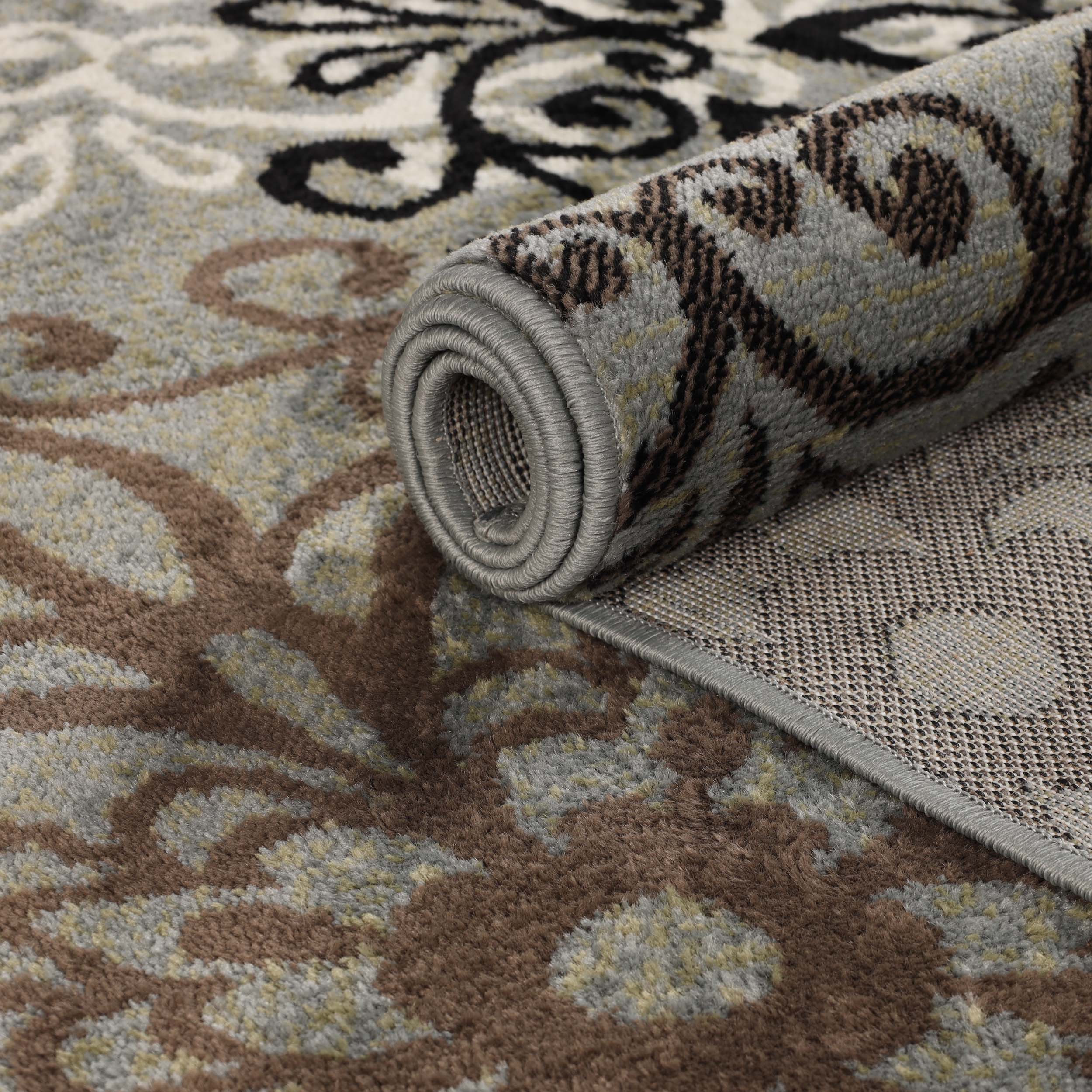Leigh Traditional Floral Scroll Indoor Area Rugs & Runner Rugs - Non-Slip Soft Living Room Bedroom Decor Carpet
