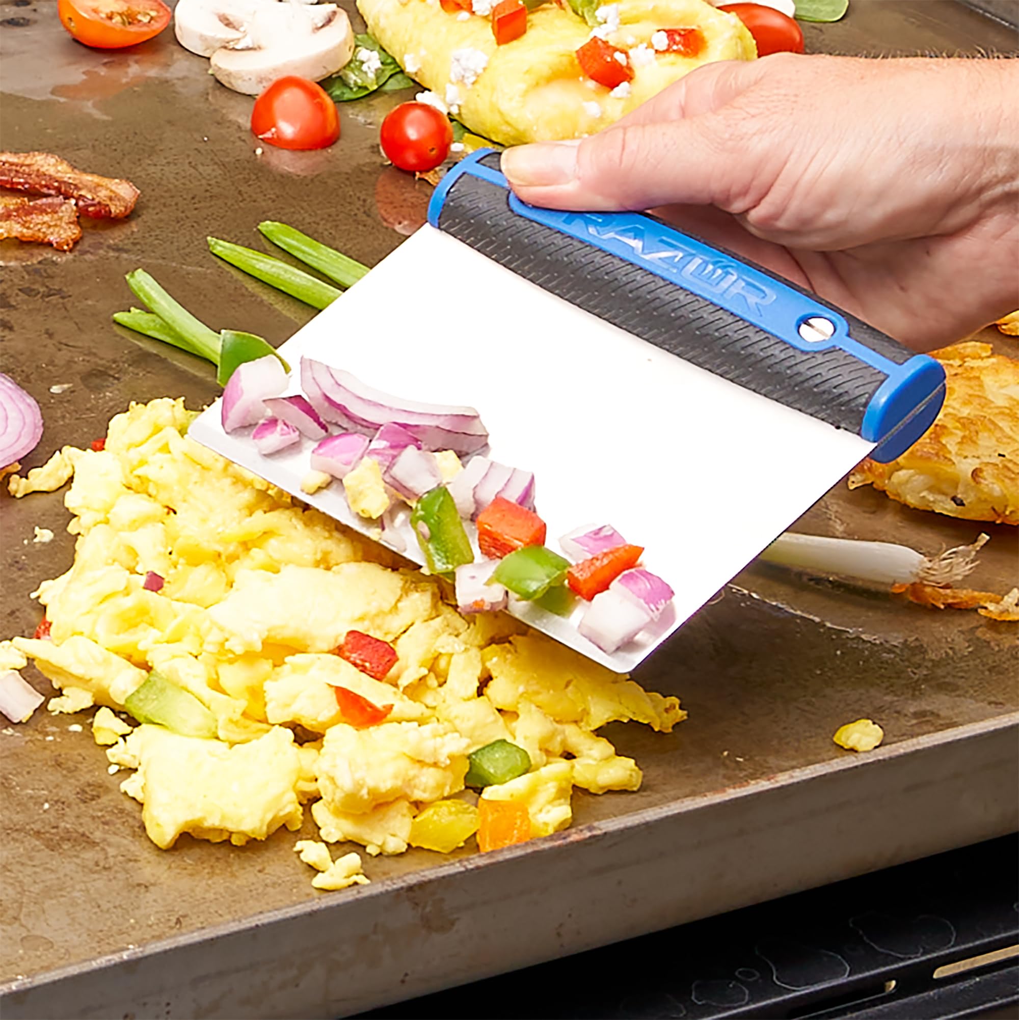 RAZOR Griddle Chopper and Scraper 08805RZ - Ultimate Camp Cooking Tool for Blackstone Griddles | Perfect for Outdoor Cooking, Camping & Backyard BBQs