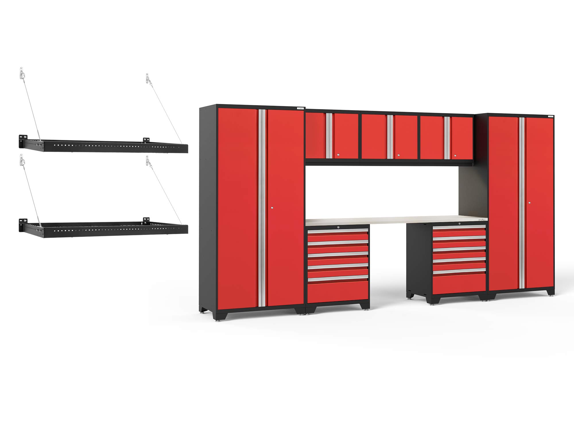 NewAge Pro Series Red 8-Piece Garage Cabinet Set 54178 - Heavy Duty Storage for Tools, Equipment & Workshop Organization