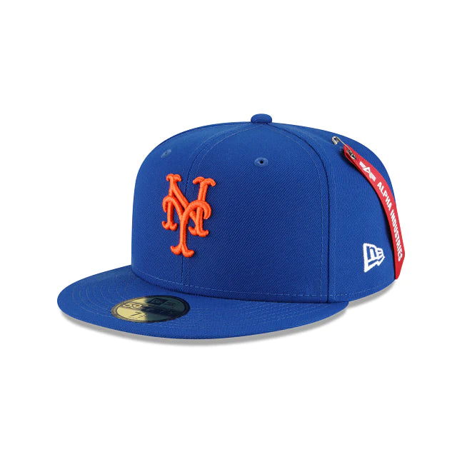 New York Mets Alpha Industry Blue 59FIFTY Fitted Baseball Cap for Men - Official MLB Hat for Games, Sports & Casual Wear