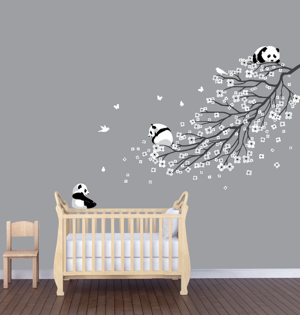 Natural Branch Wall Décor & Bear Decals - Peel and Stick Tree Branch Wall Stickers for Nursery, Bedroom, Living Room Home Decor