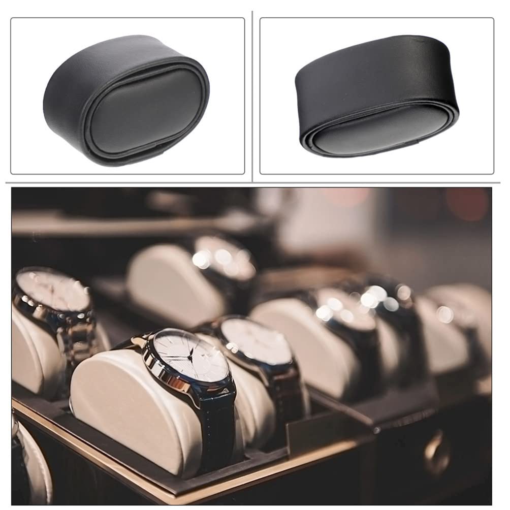 iBasenice 4-Piece PU Leather Watch Pillows - Small Bracelet & Automatic Watch Winder Pillows for Jewelry Display, Watch Box Storage (Black) | Perfect for Watch Collectors, Jewelry Organizers & Luxury Watch Storage Cases