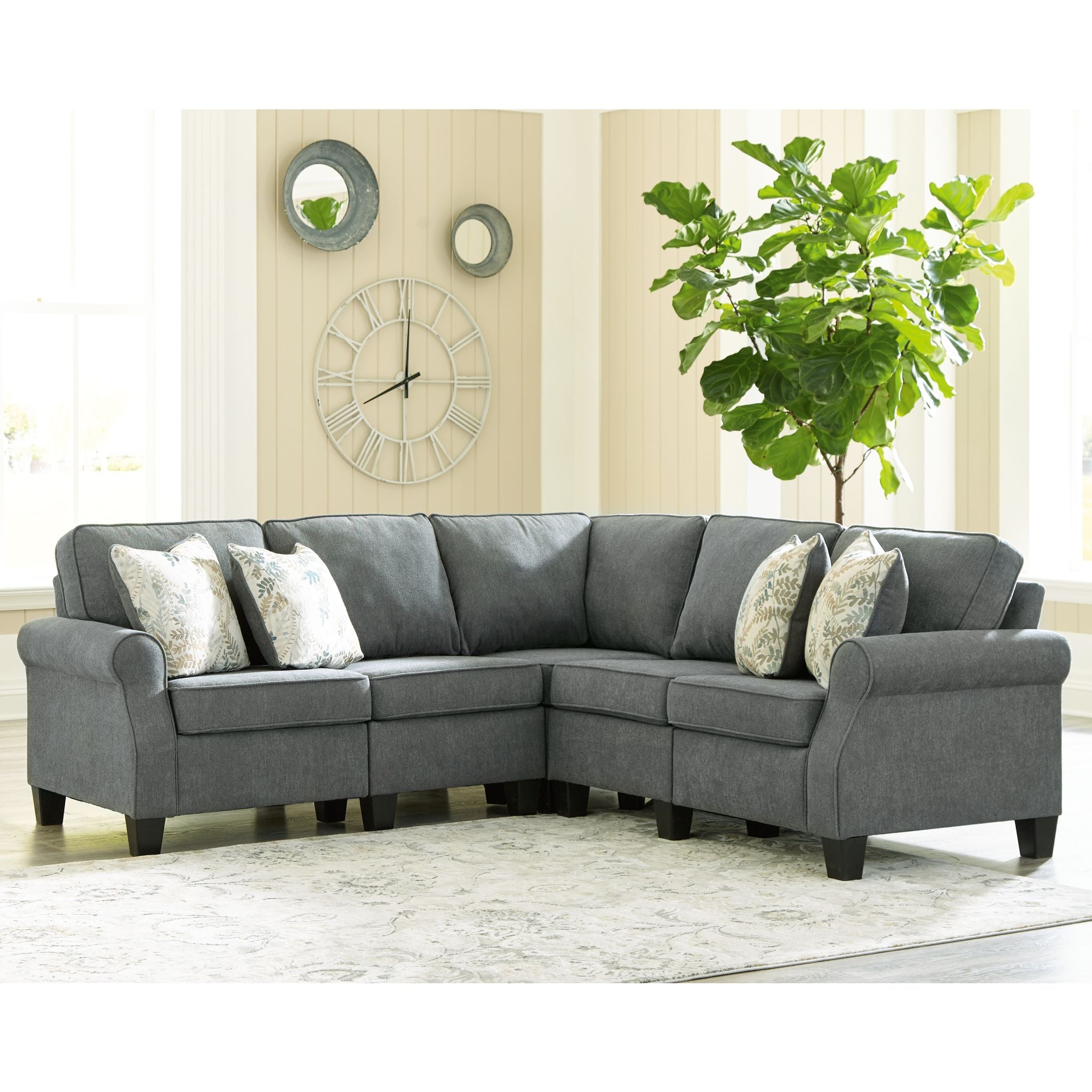 Alessio 4-Piece Modular Sectional Sofa Set with Reversible Chaise - Modern L-Shaped Living Room Couch for Small Spaces, Apartment & Family Room Furniture