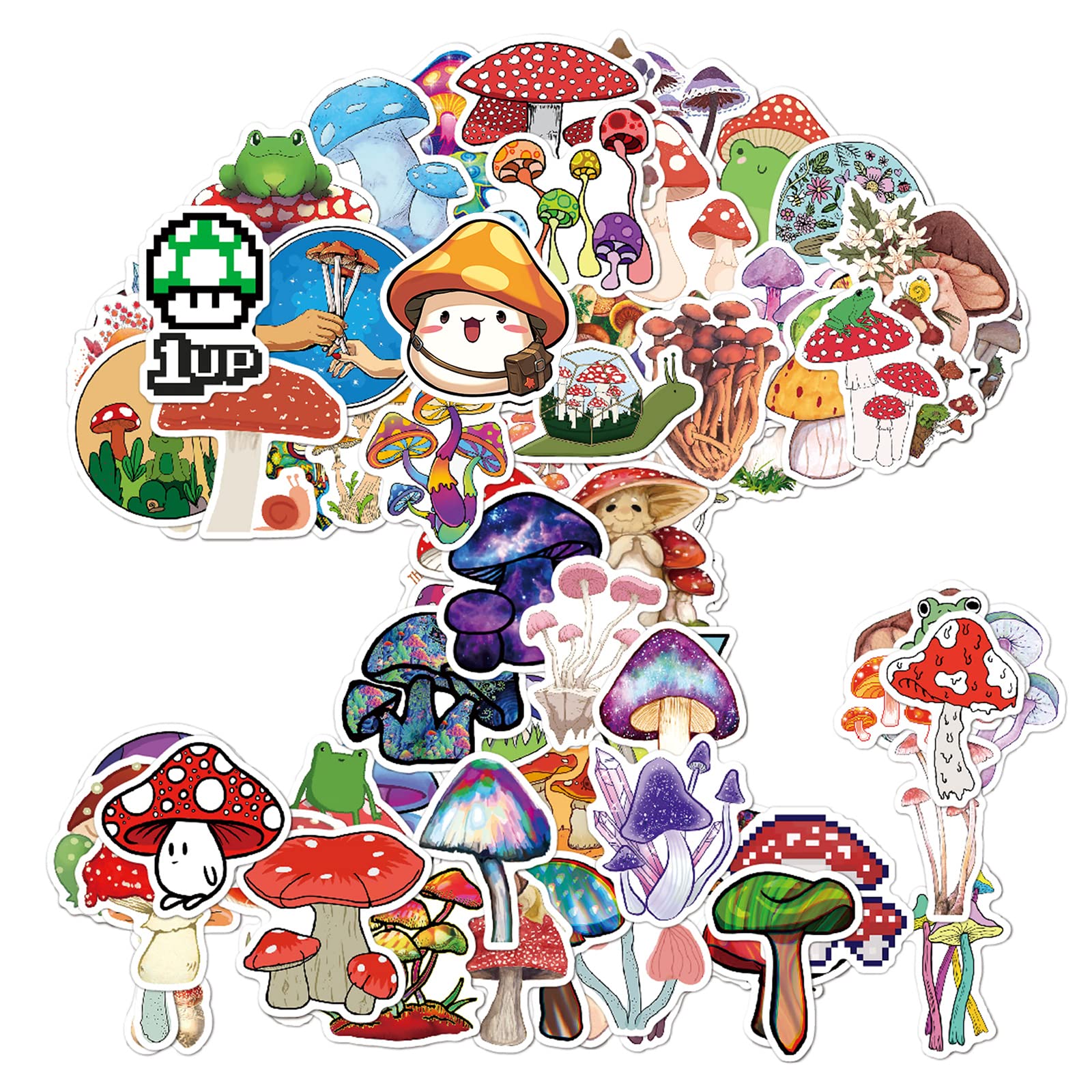 103 PCS Cute Mushroom & Frog Stickers - Waterproof Vinyl Decals for Laptop, Water Bottle, Guitar, Skateboard, Phone - Aesthetic Stickers for Journaling, Scrapbooking & DIY Crafts