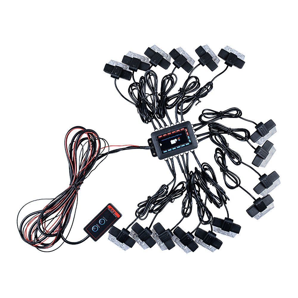 16pcs 2-LED Amber White Emergency Warning Flashing Strobe Light Bar Kit for Trucks, Trailers, RVs - Heavy Duty Hazard Safety Lights for Roadside Emergencies, Construction Vehicles & Off-Road Use