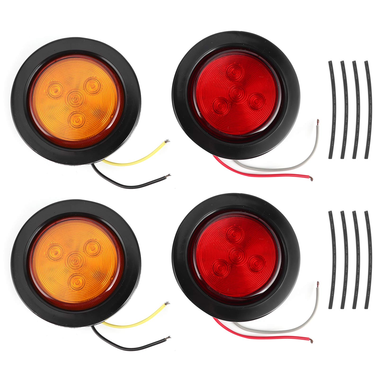 2.5 Inch LED Round Indicator Lights - 4 Pack, 10V-30V High Brightness Truck & Trailer Lights for Turn Signals, Warning Lights, and Vehicle Marking - Perfect for Semi Trucks, Trailers, and Commercial Vehicles