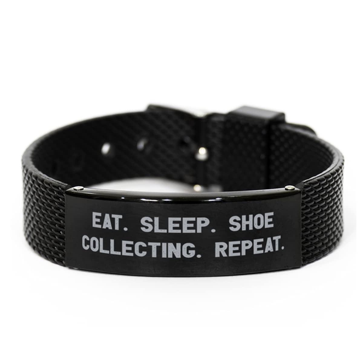 Black Shark Mesh Engraved Bracelet for Shoe Collectors - Unique Gift for Men & Women - Perfect for Sneaker Enthusiasts & Fashion Lovers - Ideal for Casual Wear, Gifting & Shoe-Themed Events