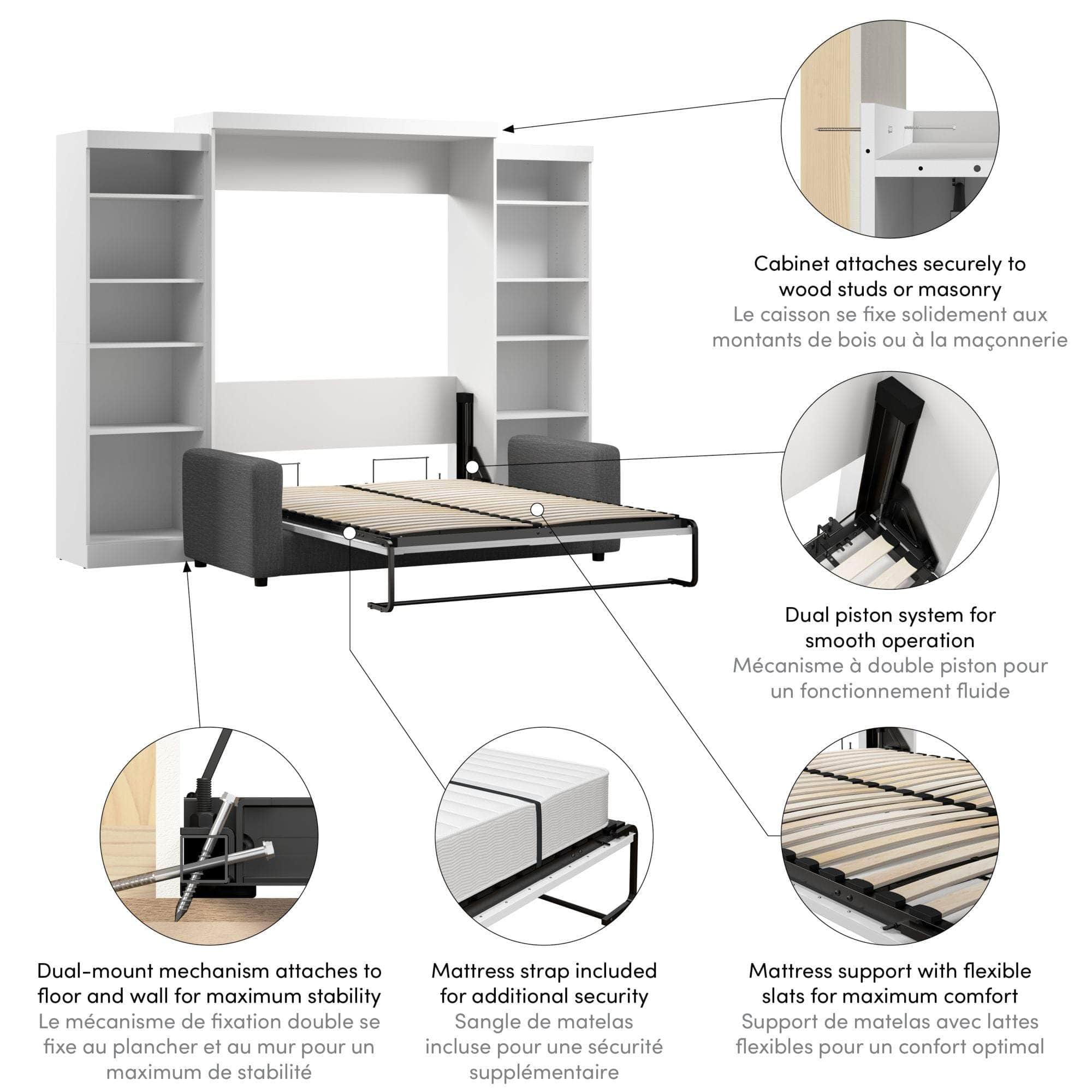 Pur Queen Murphy Wall Bed with 2 Storage Units & Sofa (115