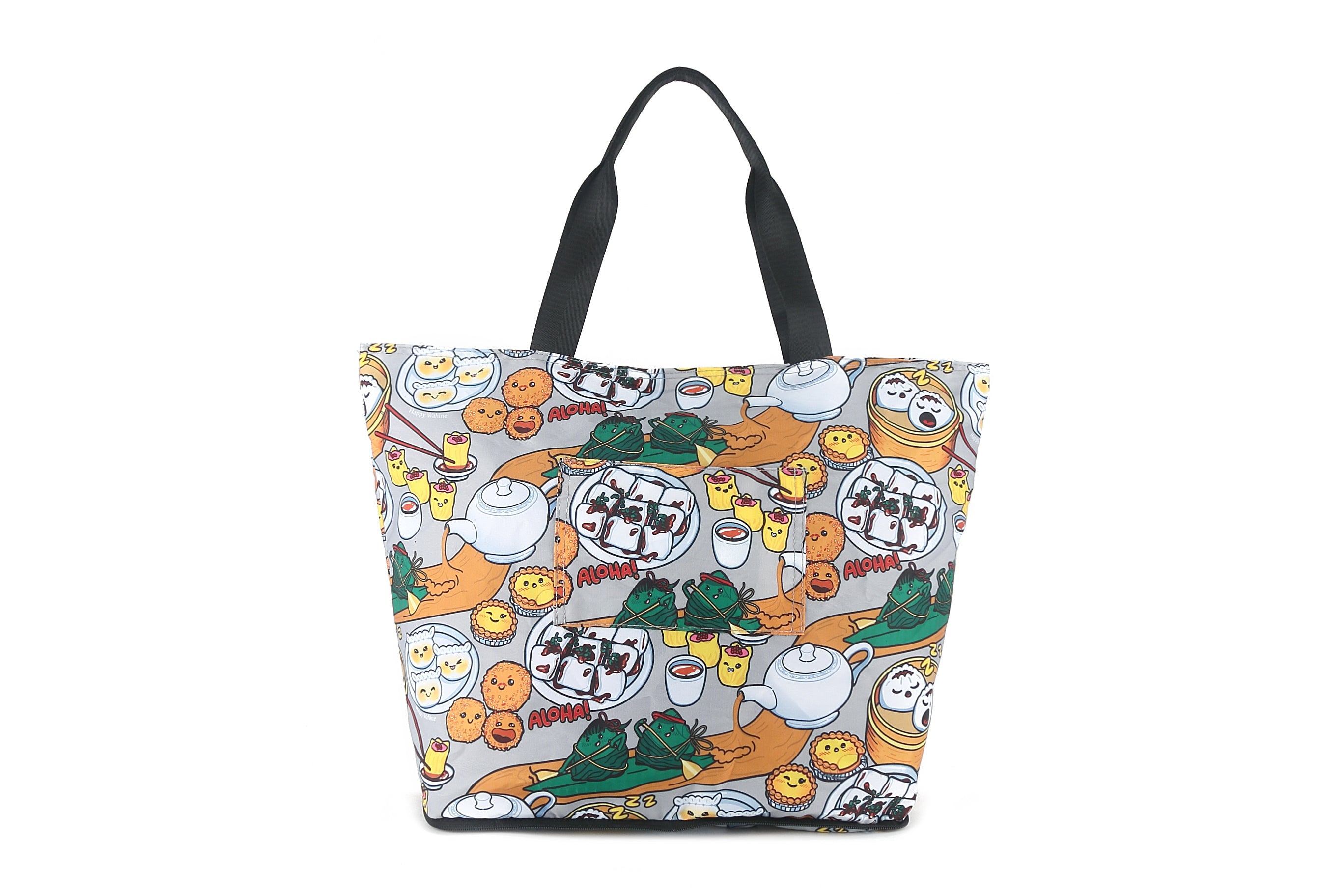 Foldable Reusable Grocery Tote Bag - Stylish James Dim Sum Grey - Perfect for Shopping, Picnics & Beach Trips